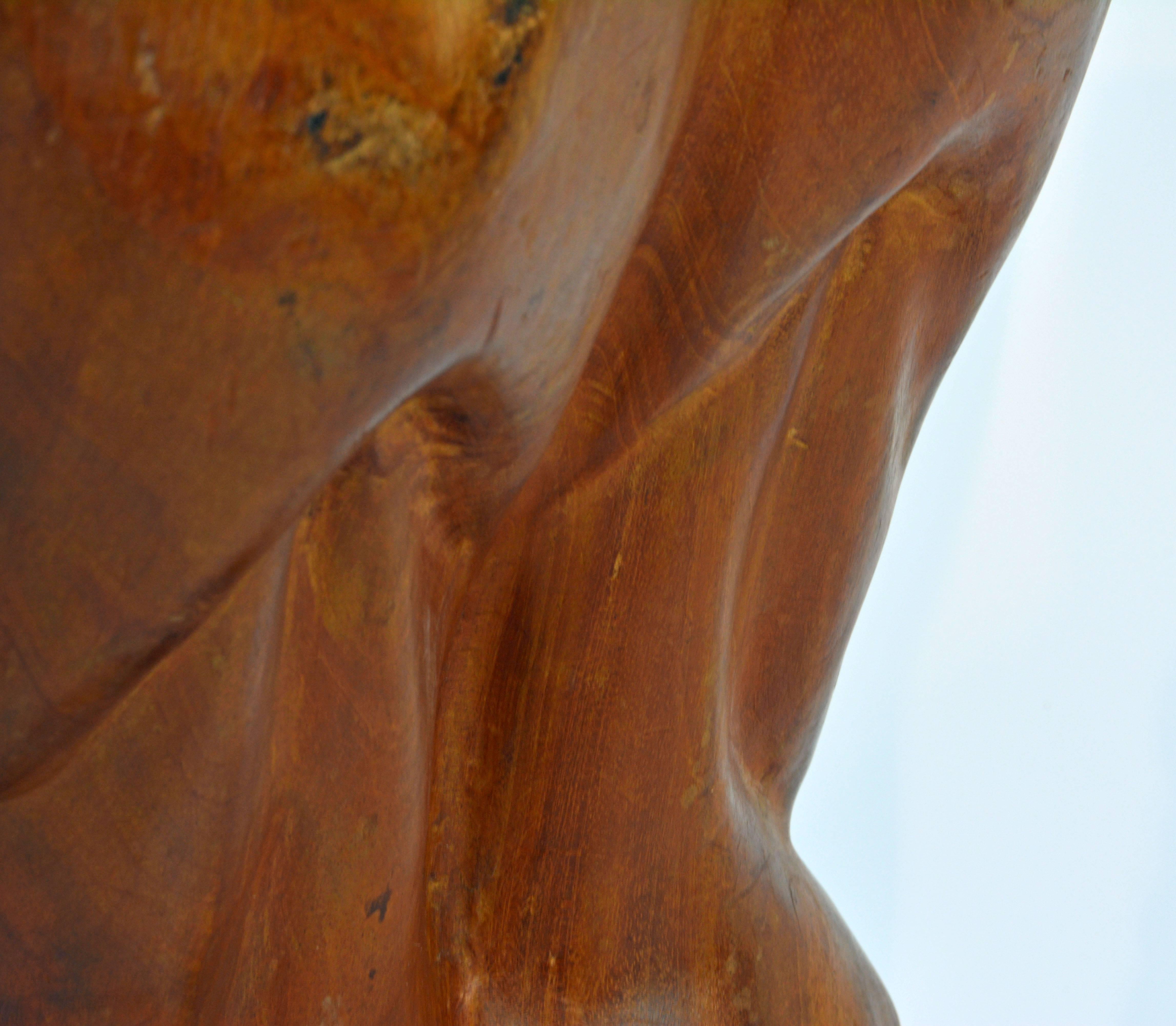 20th Century Striking Vintage Mid-Century Expressionist Style Carved Male Hardwood Torso