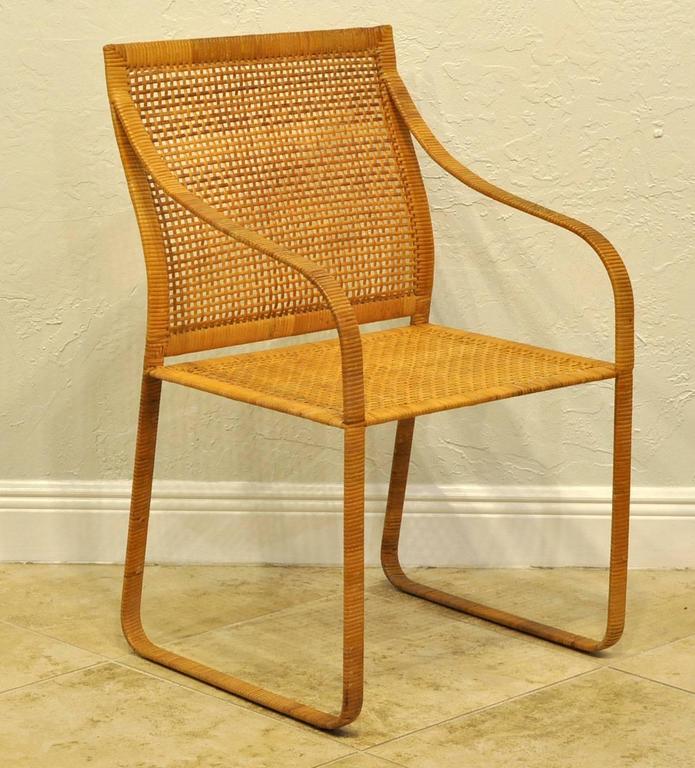 Set of Six Harvey Probber Woven Rattan Dining Chairs at 1stDibs