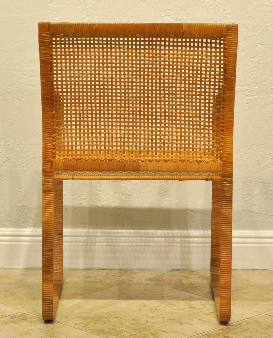 American Set of Six Harvey Probber Woven Rattan Dining Chairs