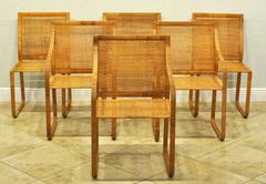 Set of Six Harvey Probber Woven Rattan Dining Chairs