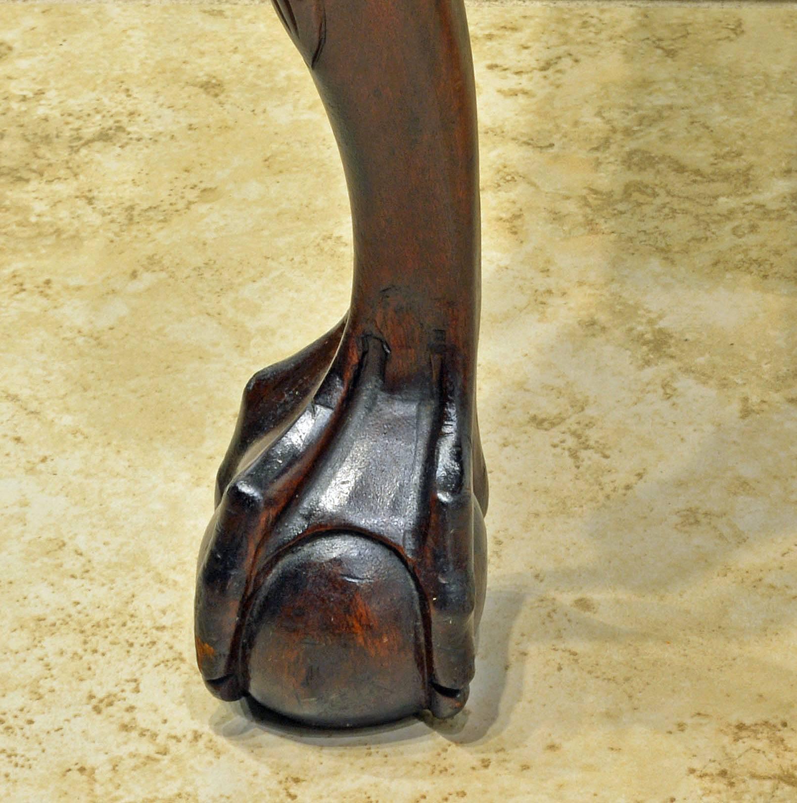 English Attractive 19th Century Chippendale Style Mahogany Bench with Claw and Ball Feet