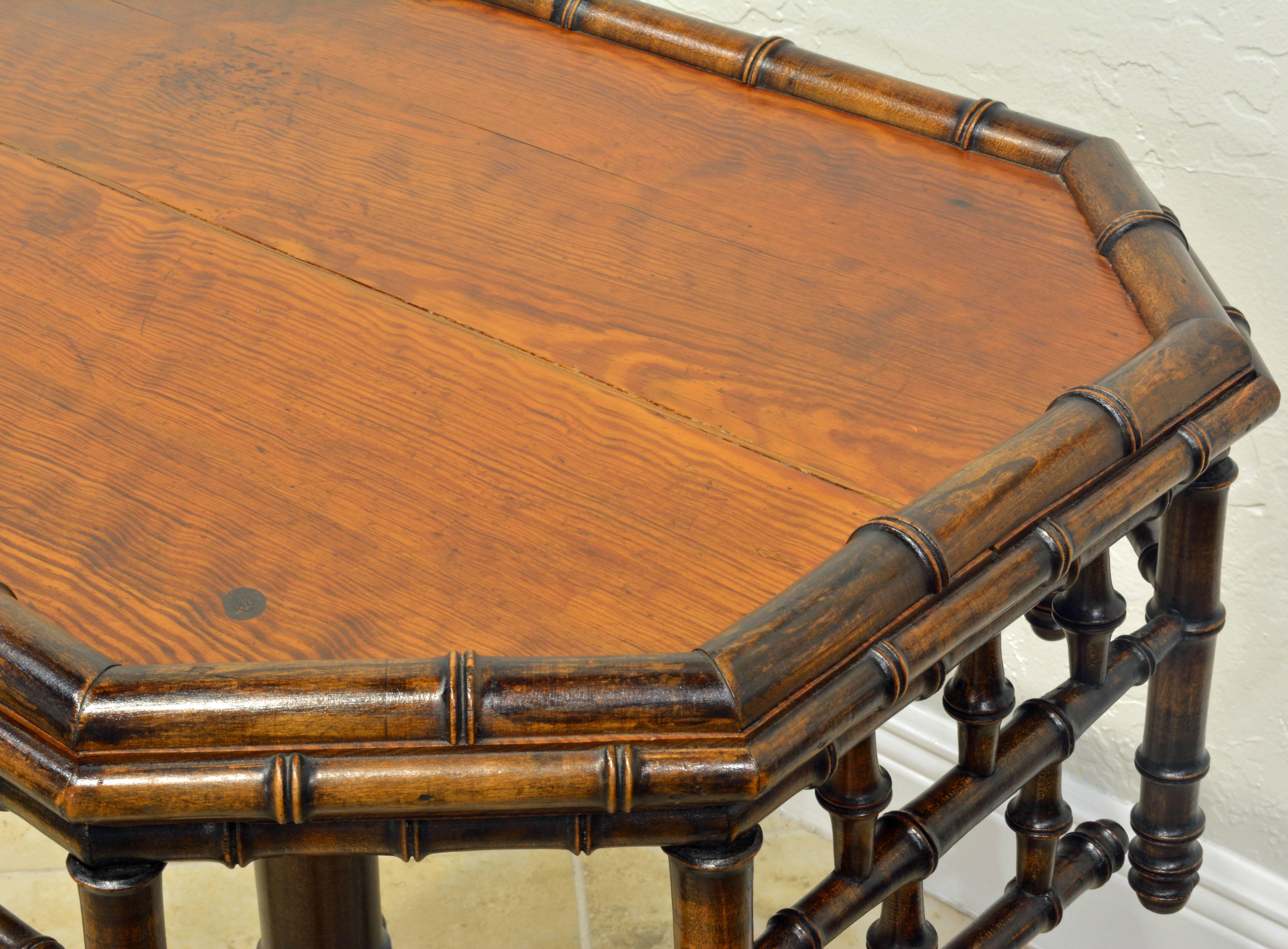 Mid-19th Century English Victorian Faux Bamboo Octagonal Occasional Table 2