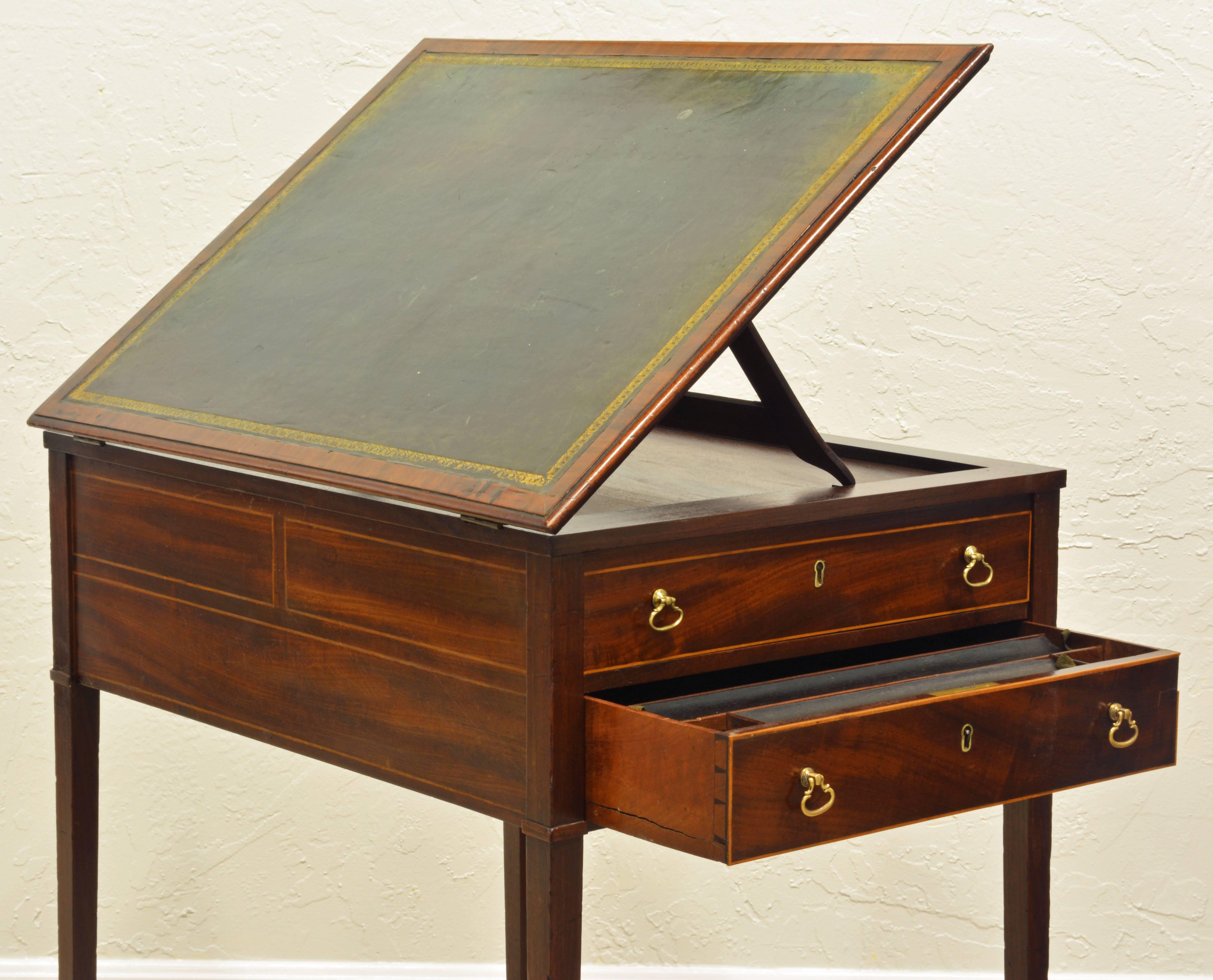 English Mid-19th Century Georgian Mahogany Work Table and Lectern by Gillows Lancaster