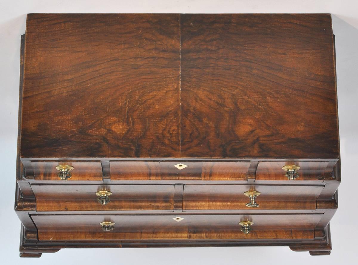 Unusual 18th Ct. Walnut Chippendale English Miniature Chest of Drawers 2