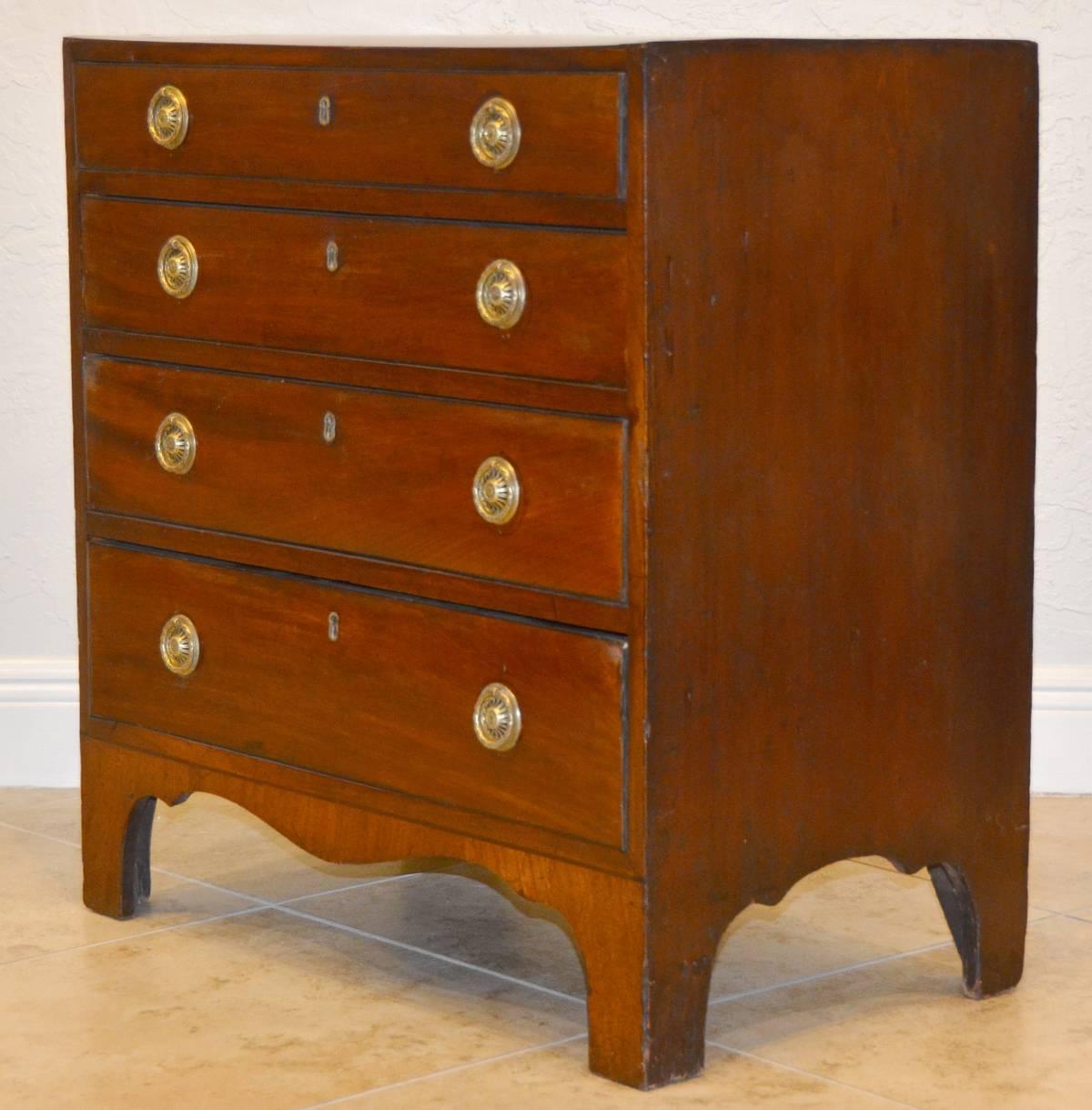 Early 19th Century Rare Size Georgian English Mahogany Four-Drawer Chest Early 19th Ct. 