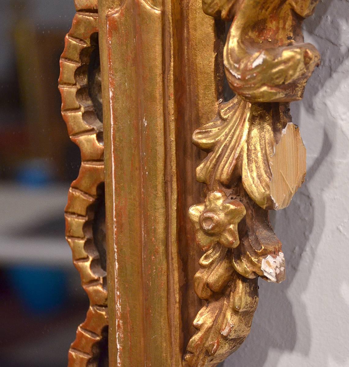 Pair of Carved Gilt Wood Italian Baroque Style Mirrors 4