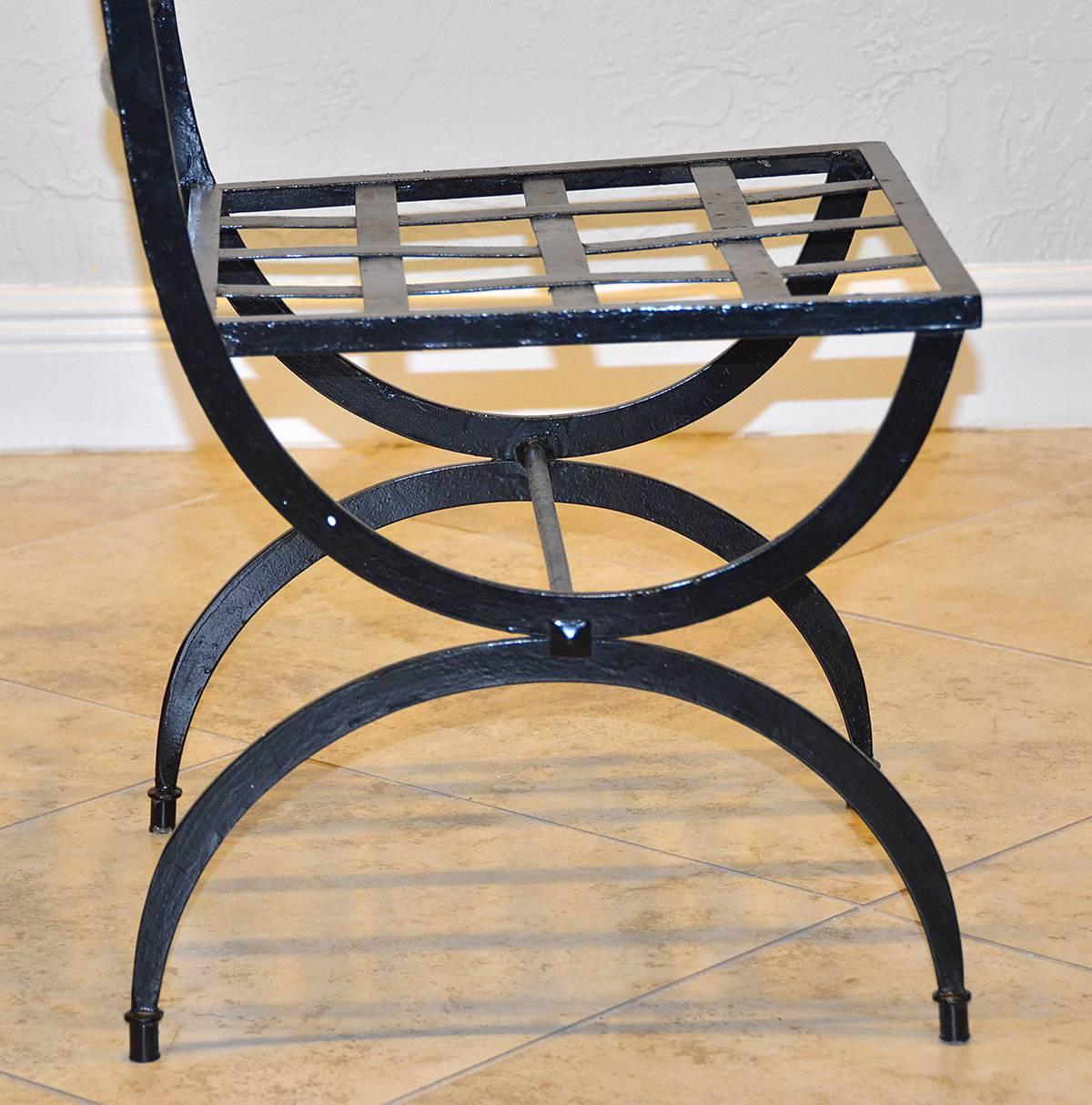 Set of Eight French Wrought Iron Chairs, Empire Style, Early 20th Century In Good Condition In Ft. Lauderdale, FL