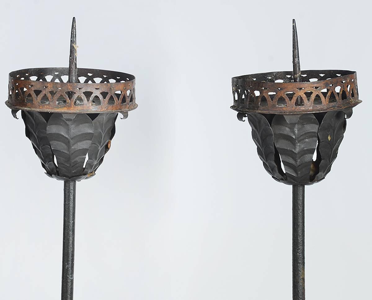 Pair of Spanish Iron torchères, early 19th century. Very good condition based on age.