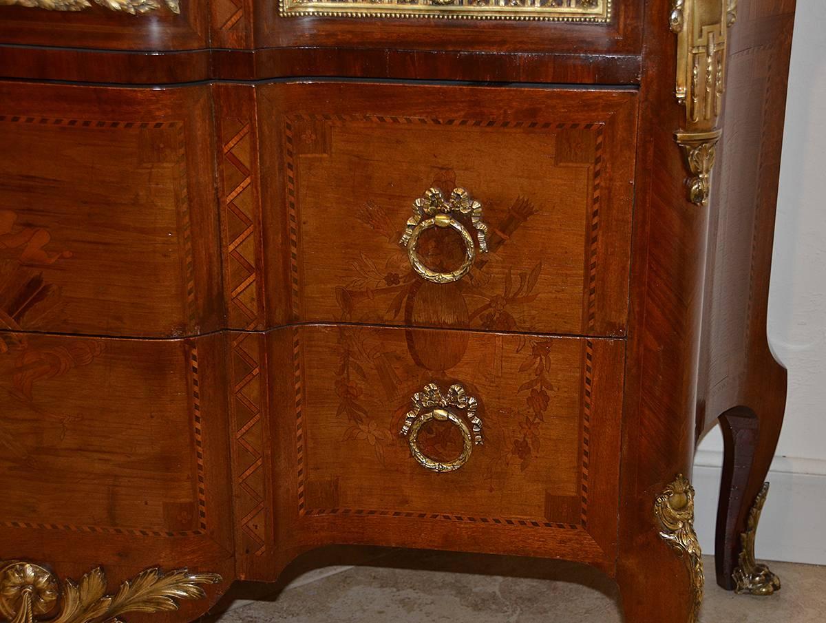 French Louis XV Style Marble-Top Bronze Mounted Commode, Late 19th Century In Good Condition In Ft. Lauderdale, FL