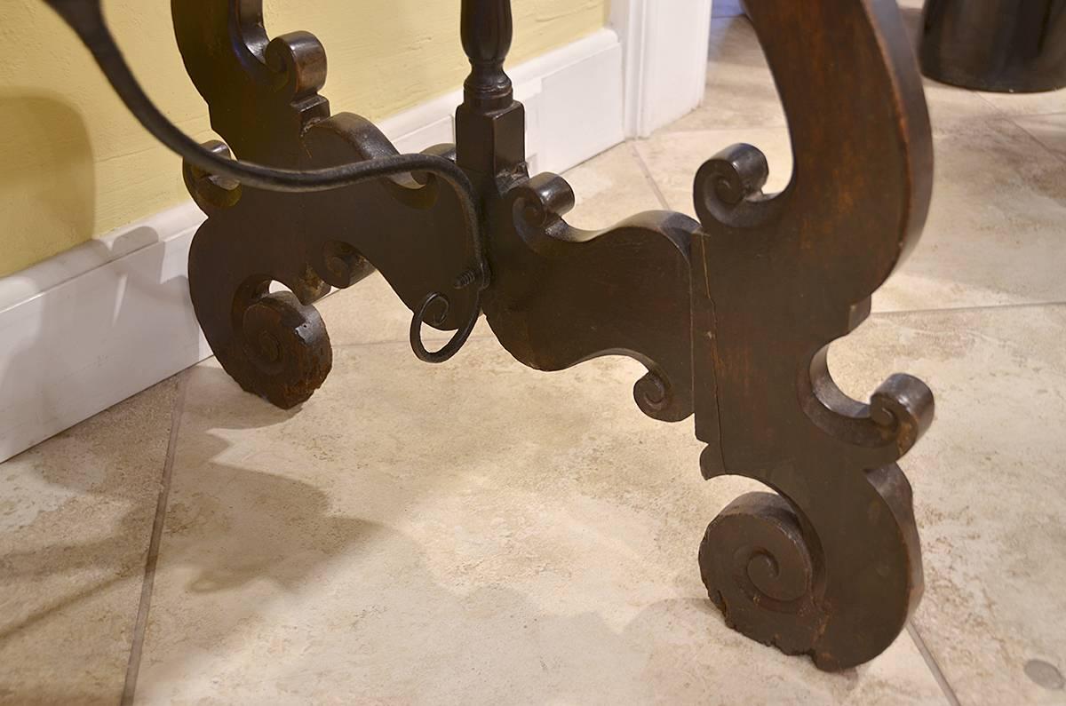 18th Century Spanish Walnut Dining Table with Iron Supports 2