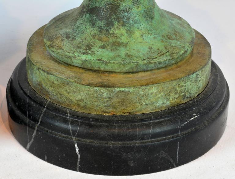 Pair of Verdigris Patinated Bronze Alloy Artichoke Finial Statues at