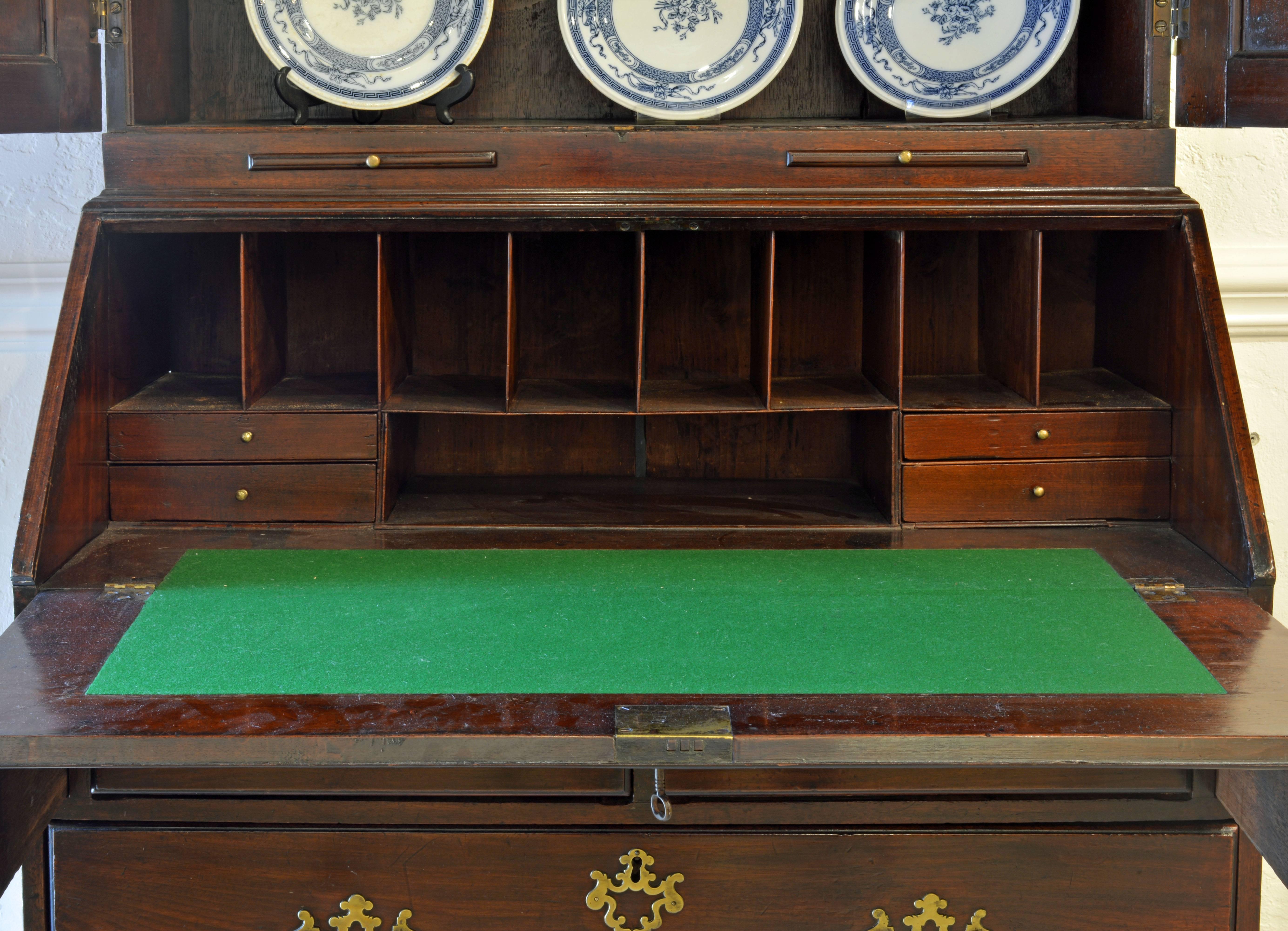 English Charming Late 18th Century George III Mahogany Secretary Bookcase