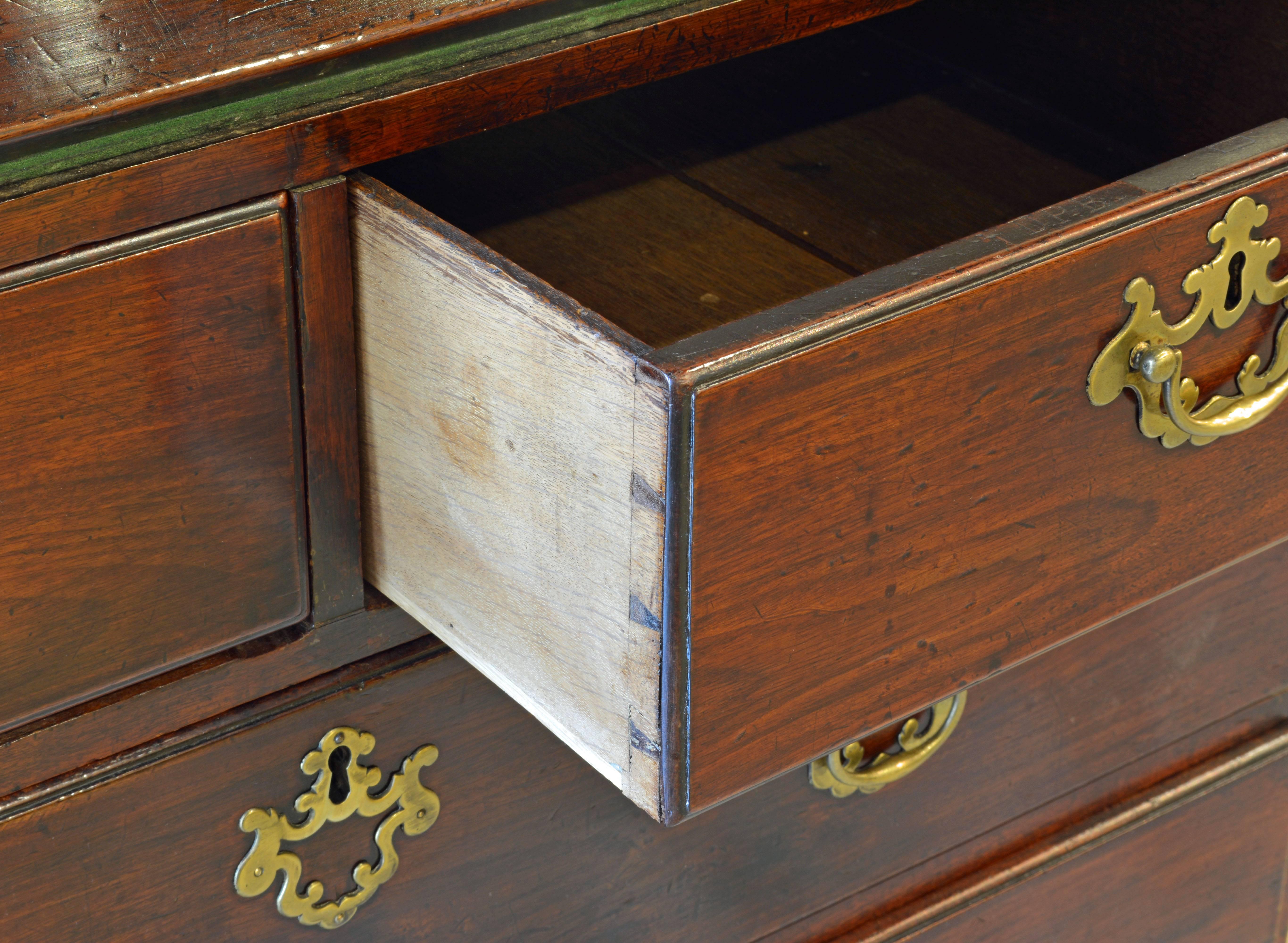 Brass Charming Late 18th Century George III Mahogany Secretary Bookcase