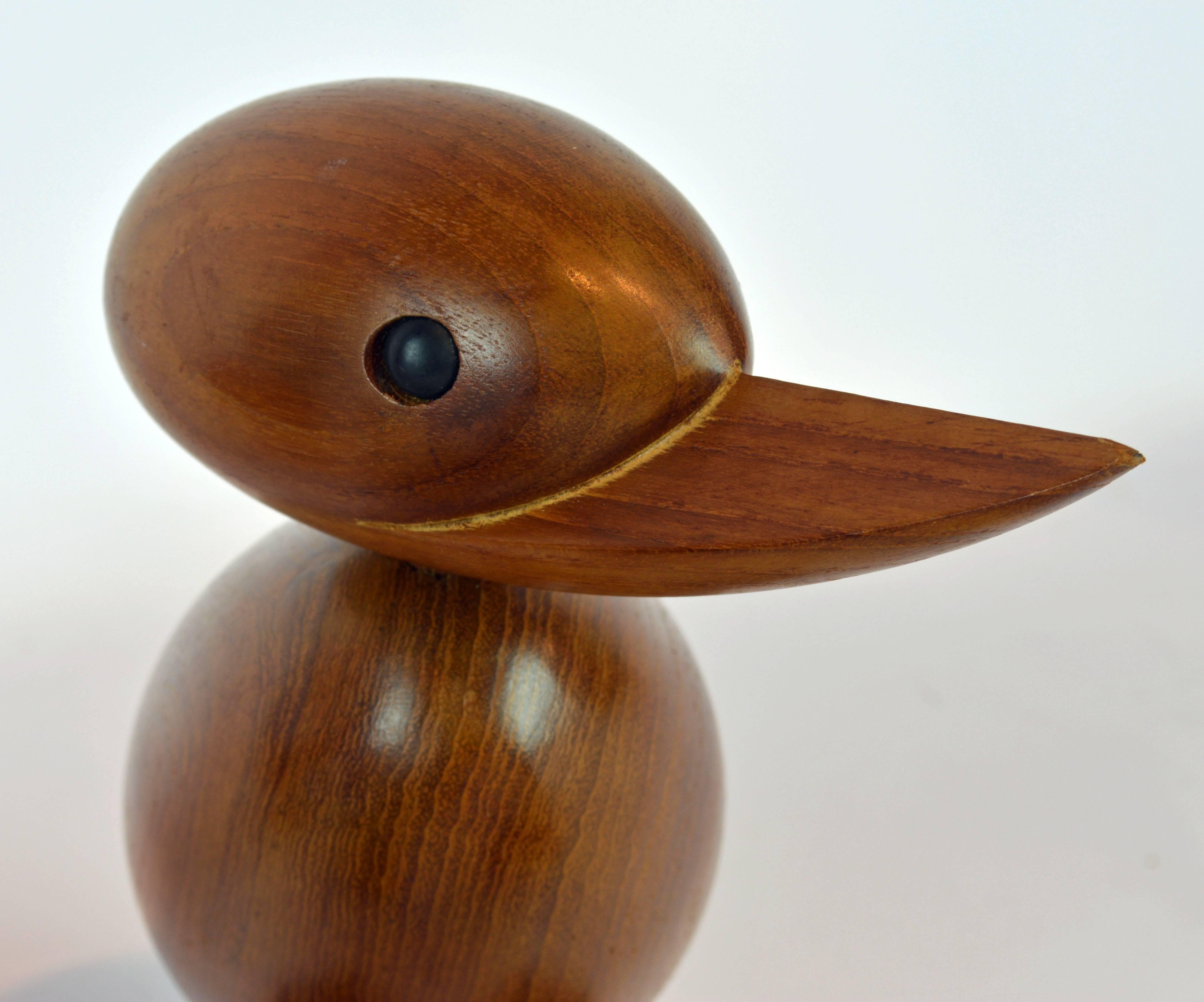 Danish Mid-Century Modern Vintage Family of Six Handmade Teak Wood Ducks, Hans Bolling