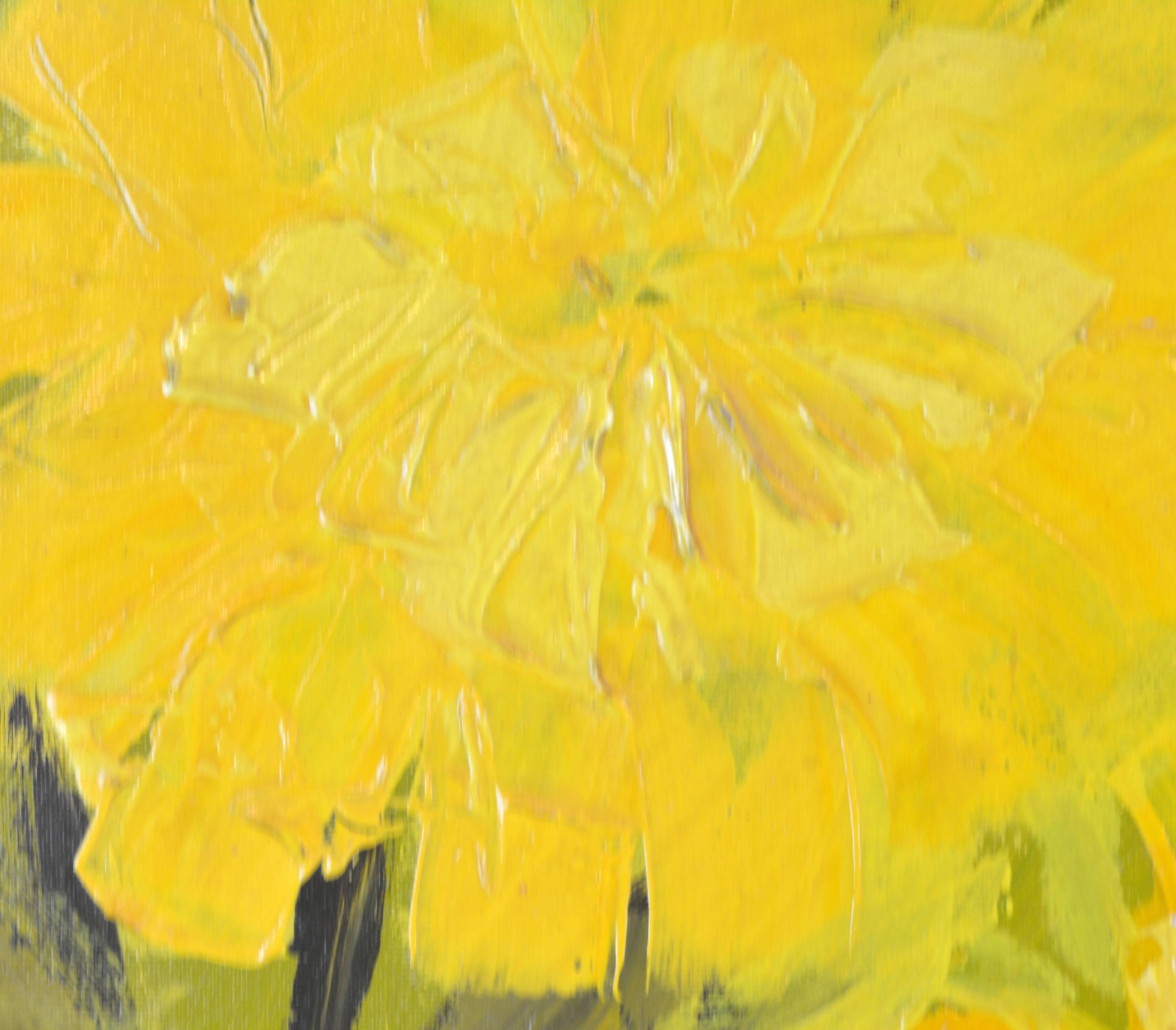 Mid-Century Modern Oil Painting of Yellow Flowers by McCaine Palm Springs Artist In Good Condition In Ft. Lauderdale, FL