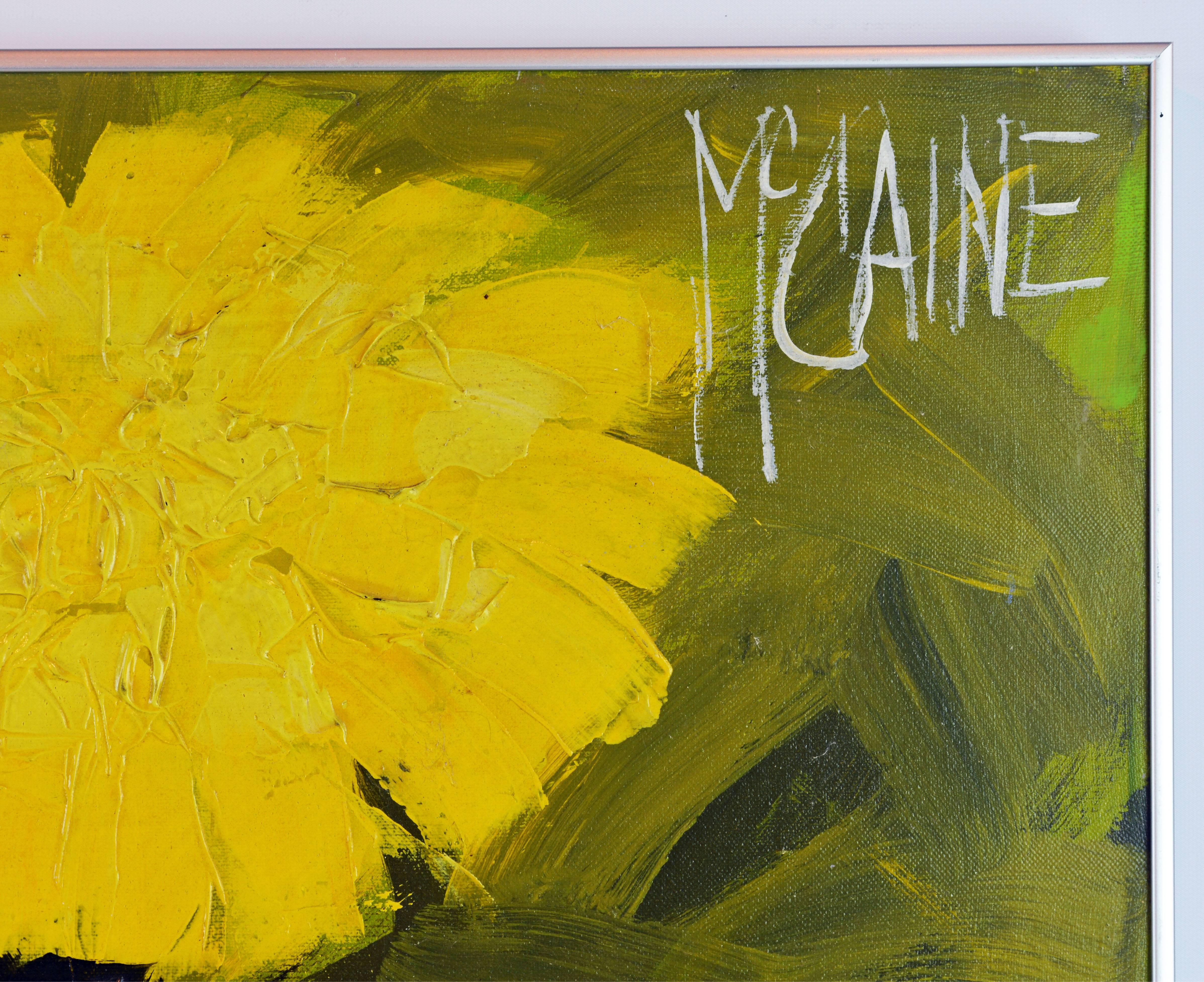 American Mid-Century Modern Oil Painting of Yellow Flowers by McCaine Palm Springs Artist