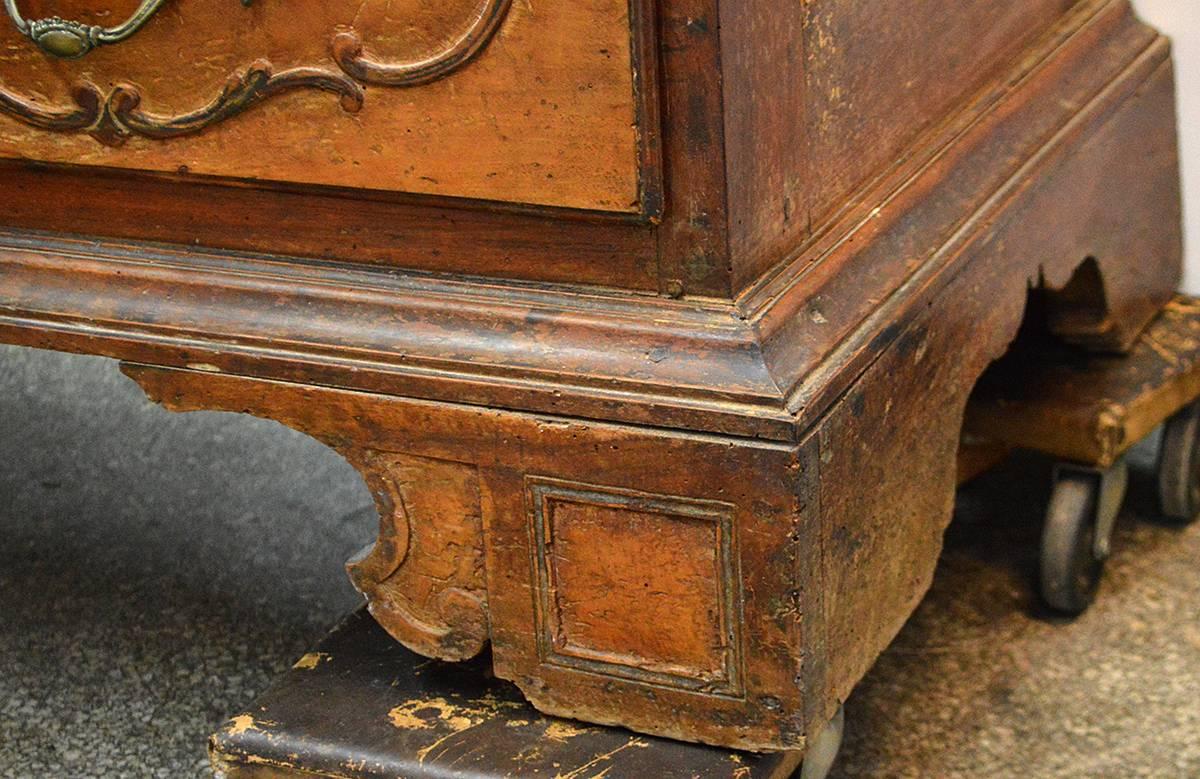 Large 18th Century Italian Carved Walnut Chest with Carved Side Panels In Good Condition In Ft. Lauderdale, FL