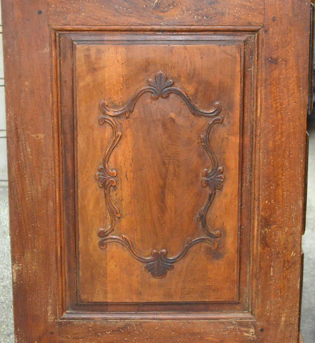 Large 18th Century Italian Carved Walnut Chest with Carved Side Panels 2