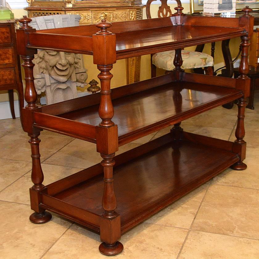 19th Century English Mahogany Three-Tiered Regency Style Trolley In Good Condition In Ft. Lauderdale, FL