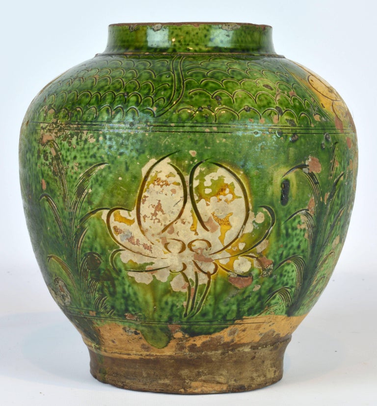 Rare Chinese Ming Dynasty or Earlier Earthenware Pottery Sancai Glaze