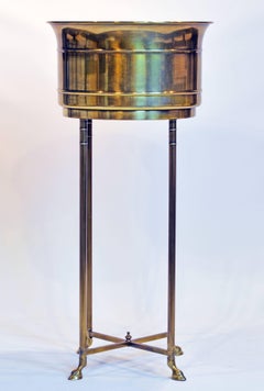 Elegant Maison Jansen Style Hollywood Regency Brass Plant Stand with Hoof Feet