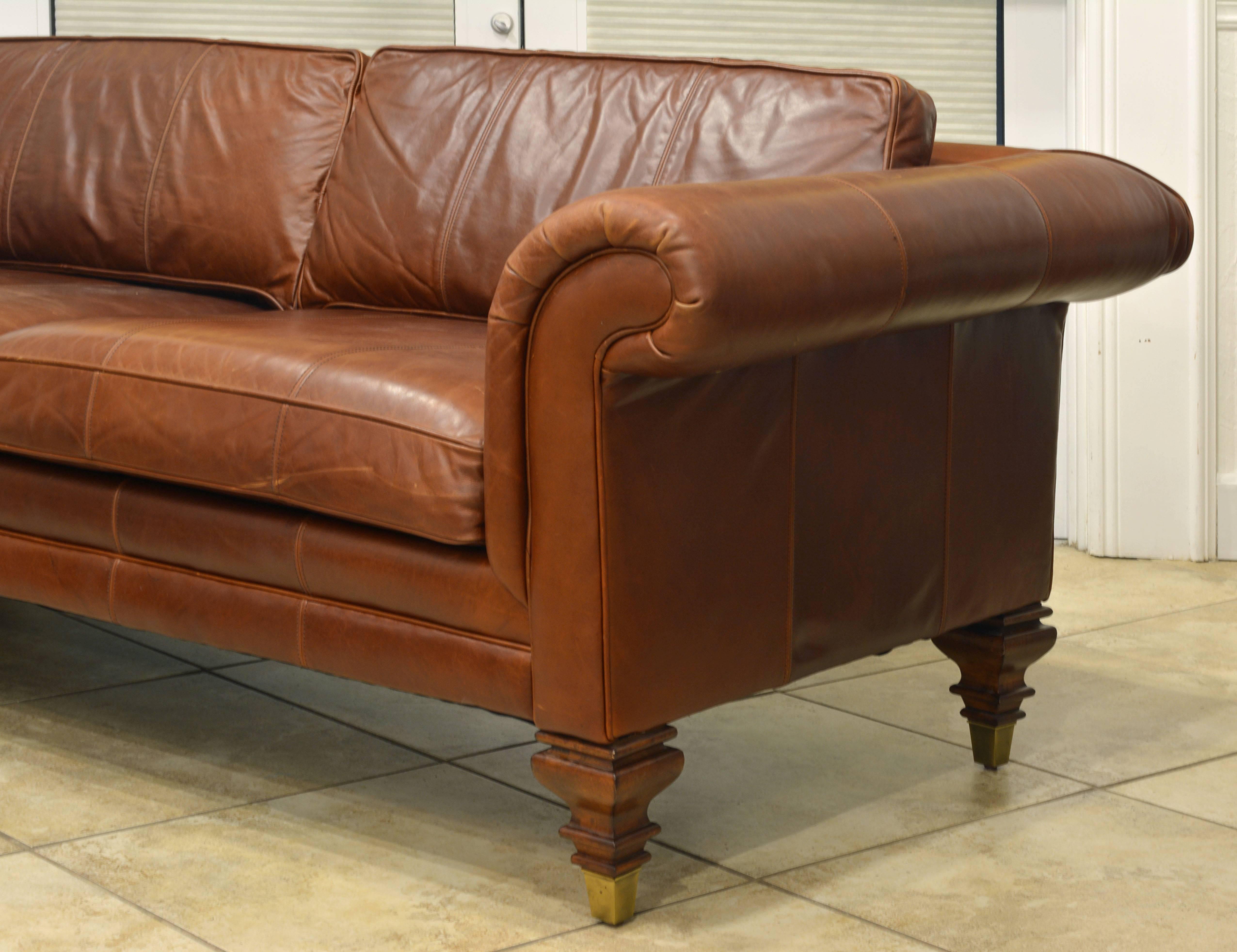 Sink into this beautifully soft vintage leather sofa and put your feet up, because you should be as comfortable as you are stylish. We love the sturdy craftsmanship that went into making this piece, a custom piece by Ralph Lauren Home, no detail was