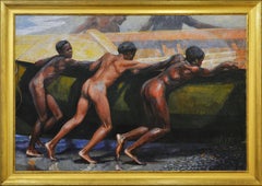 'Launching the Boat' Important Large Work by Barrington Watson Jamaica 1931-2016