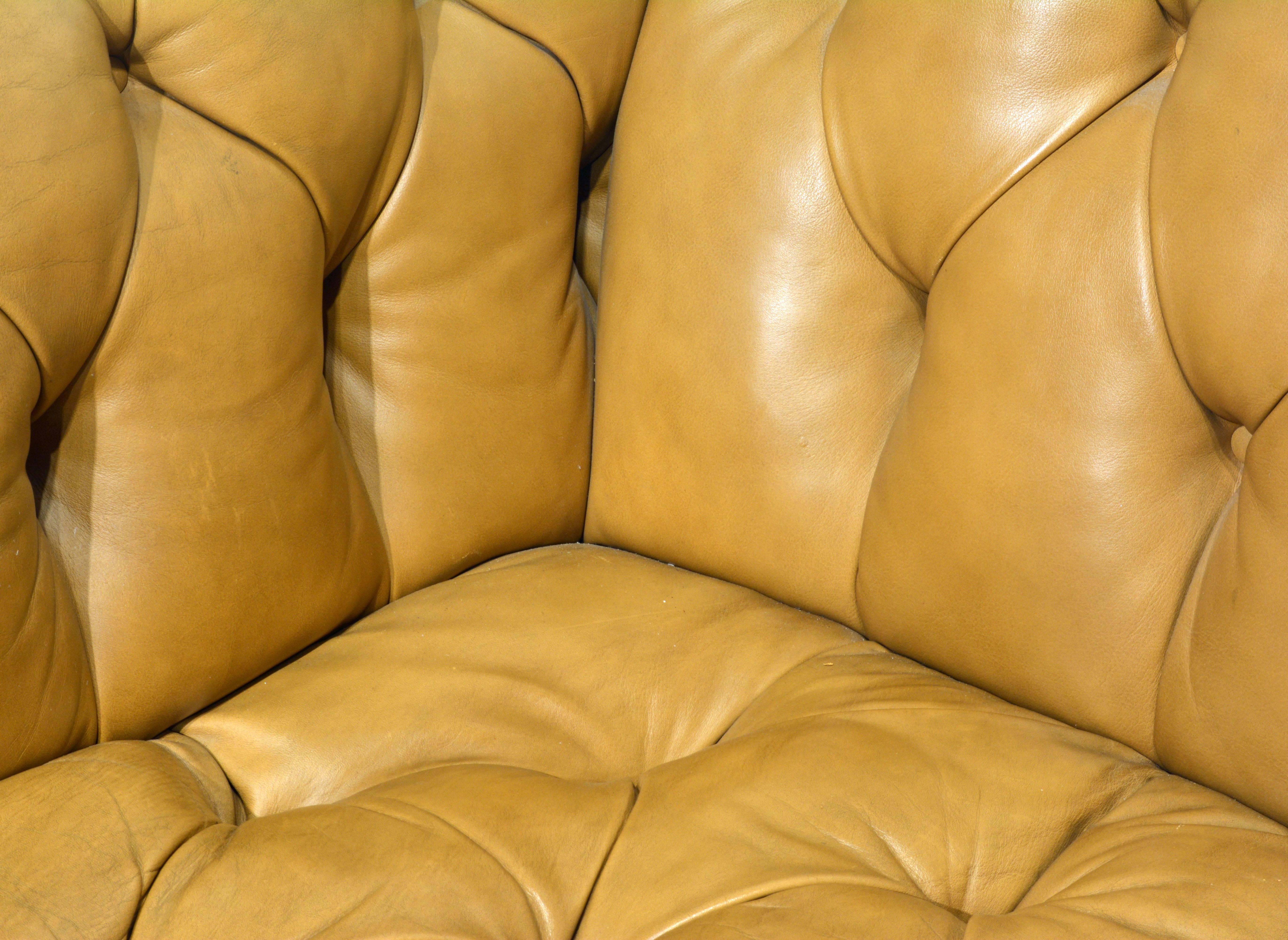 Pair of Vintage Leather Chesterfield Sofas with Rolled Arms and Nailhead Trim 1