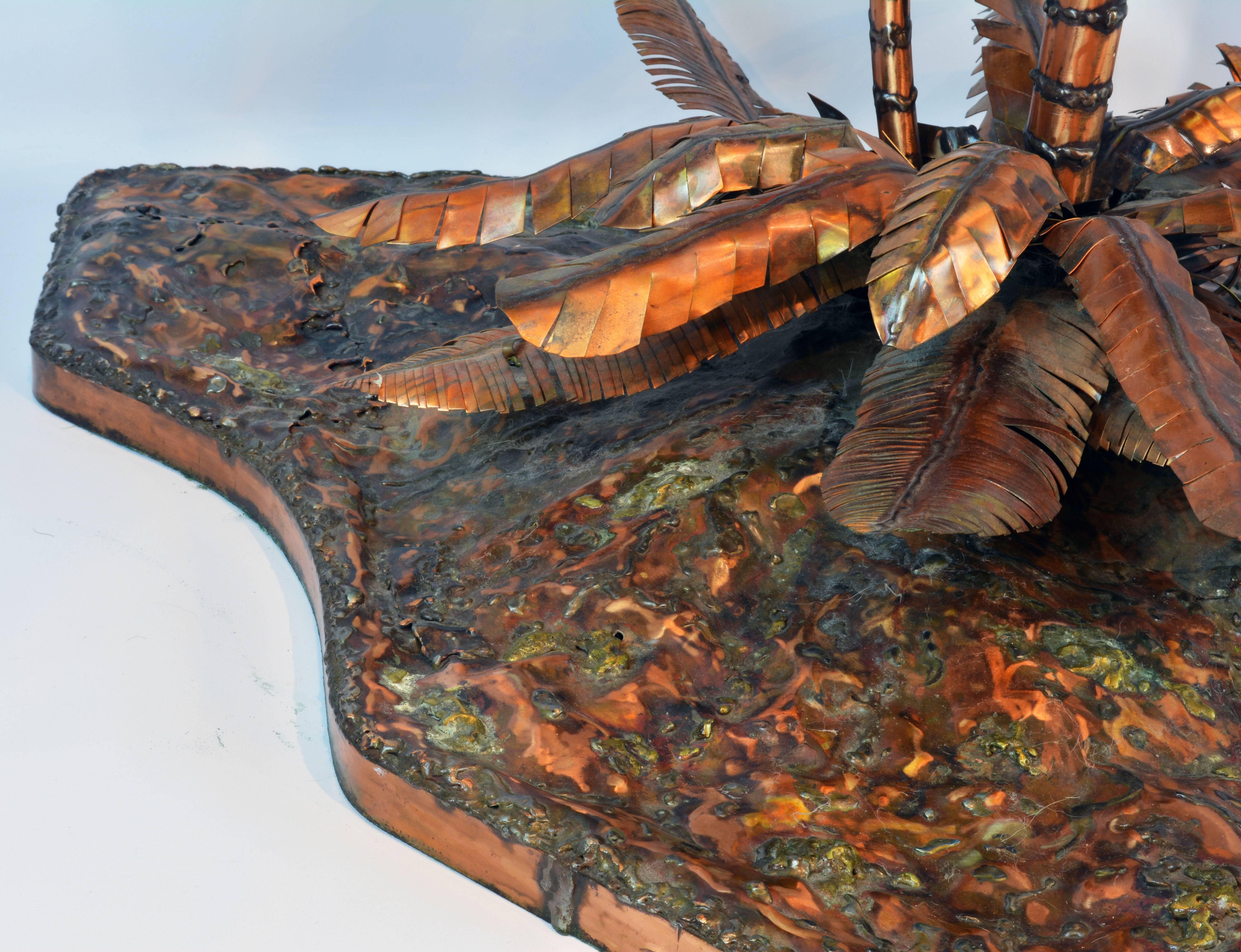 20th Century Unique Copper Sculpture of a Palm Tree Group by Michael Crawford