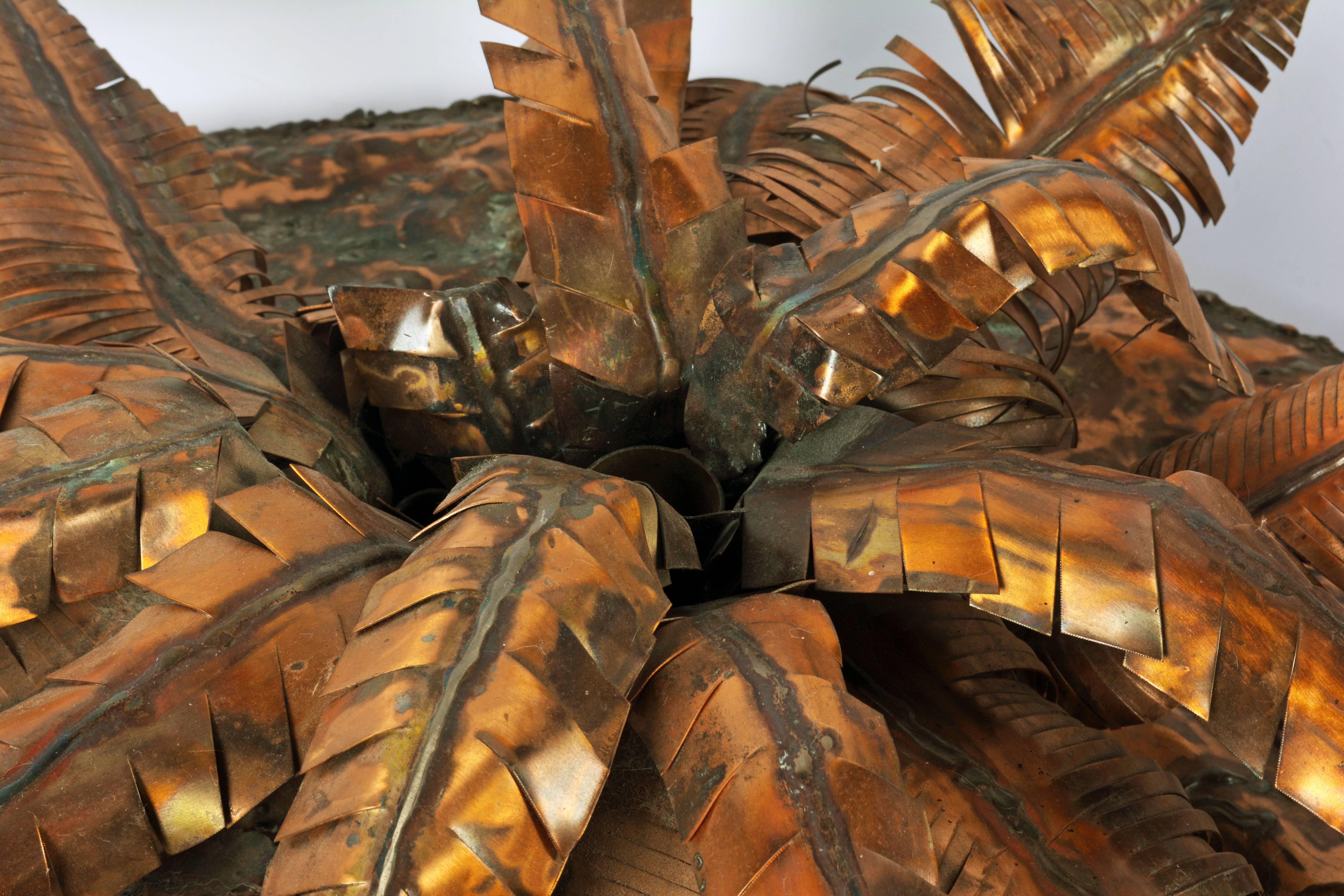 Unique Copper Sculpture of a Palm Tree Group by Michael Crawford 2