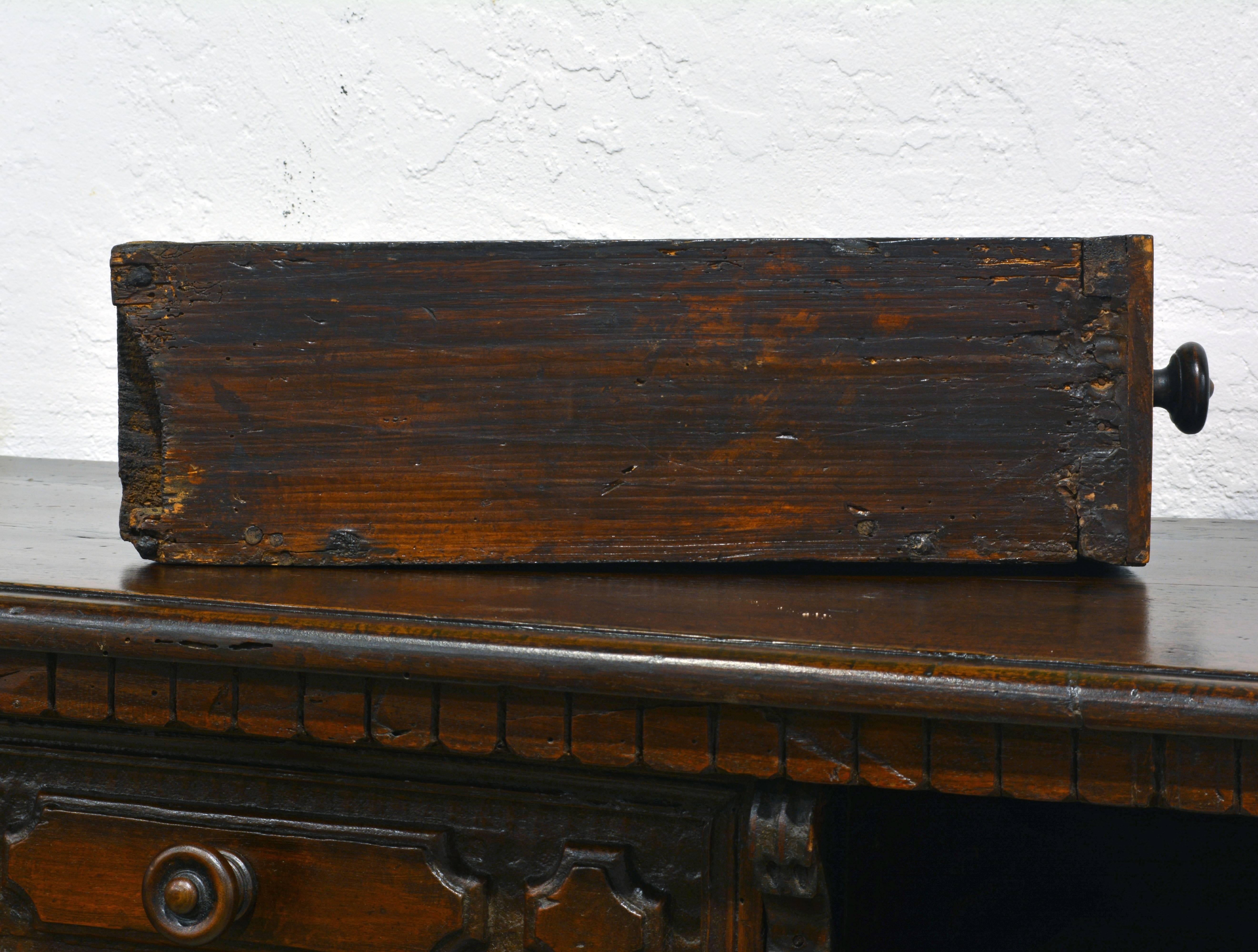 17th Century Richly Carved Italian Baroque Walnut Credenza or Buffet 6