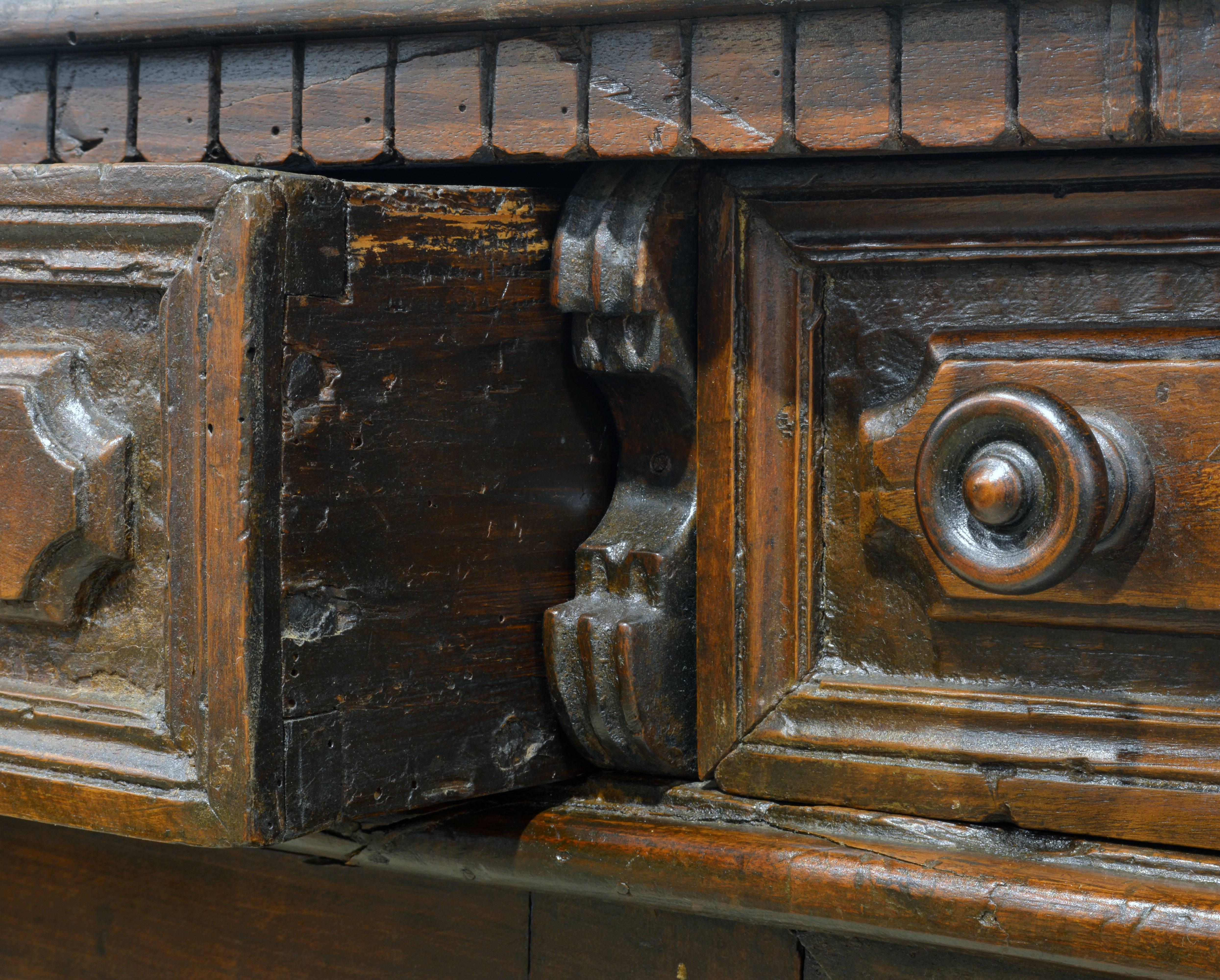 17th Century Richly Carved Italian Baroque Walnut Credenza or Buffet 2