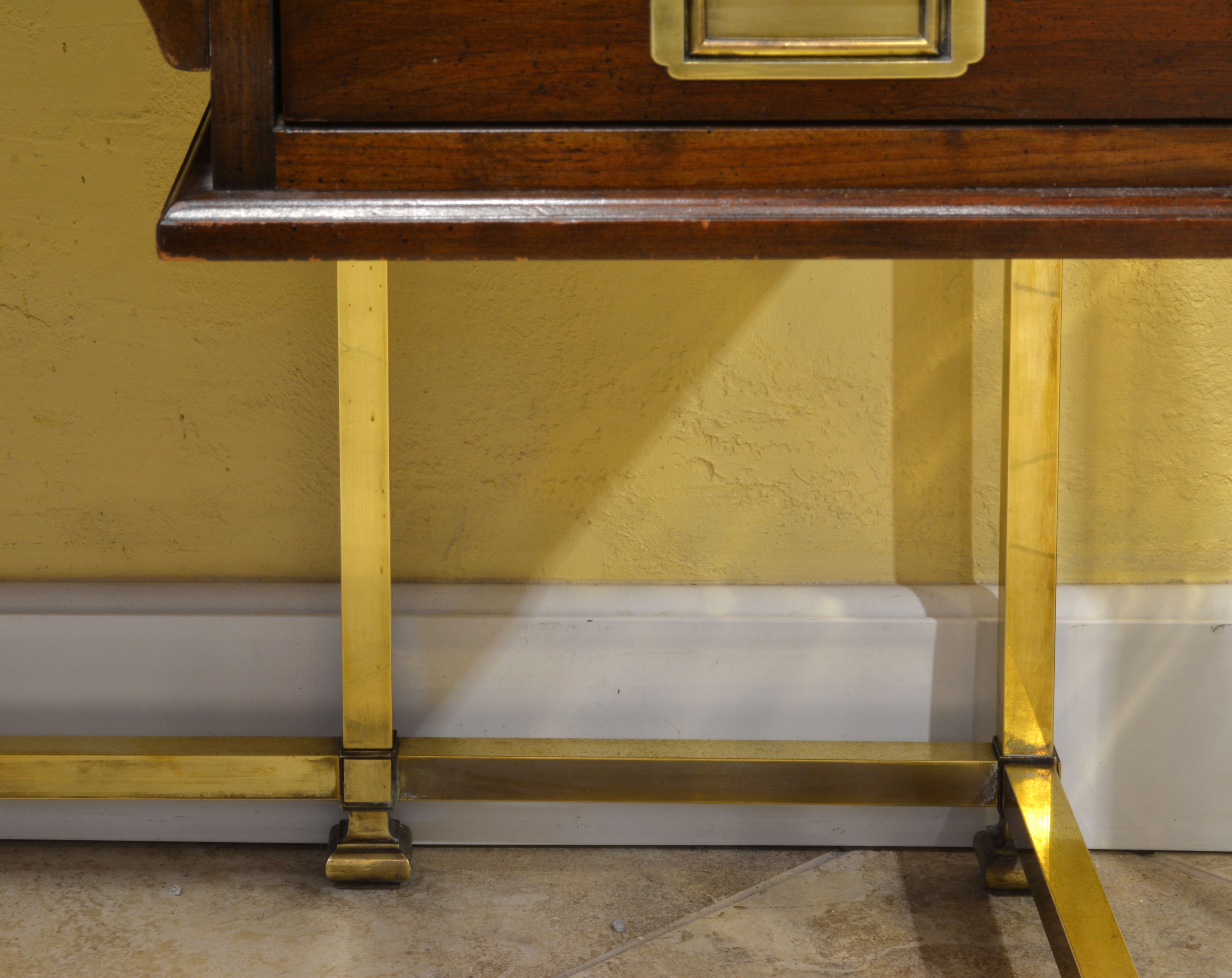 Mahogany And Brass Leather Top Campaign Style Executive Desk By Mahogany And Brass Leather Top Campaign Style Executive Desk By Sligh Michigan At 1stdibs