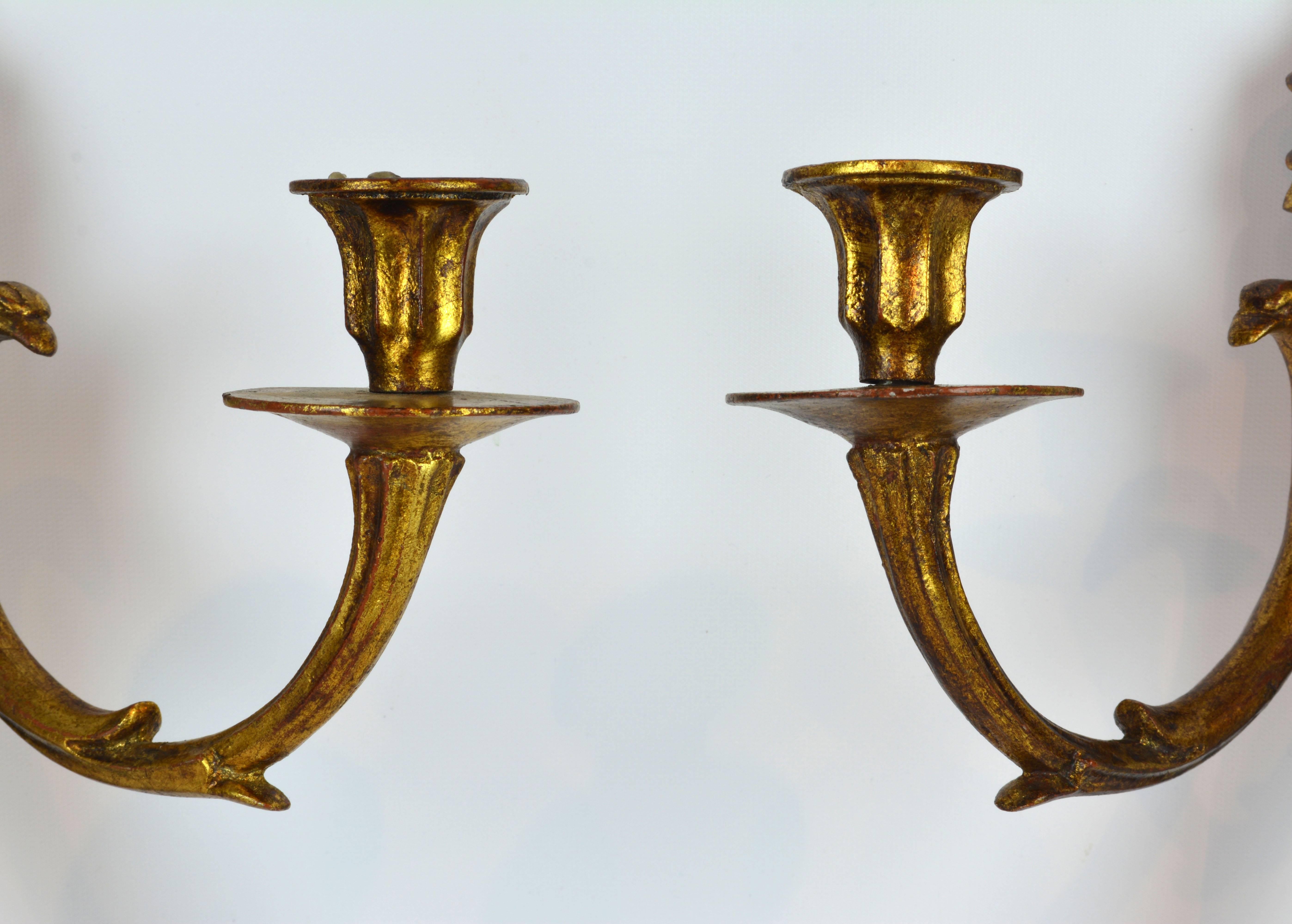 Pair of Italian Neoclassical Style Quiver Themed Gilt Wall Sconces by Palladio In Good Condition In Ft. Lauderdale, FL