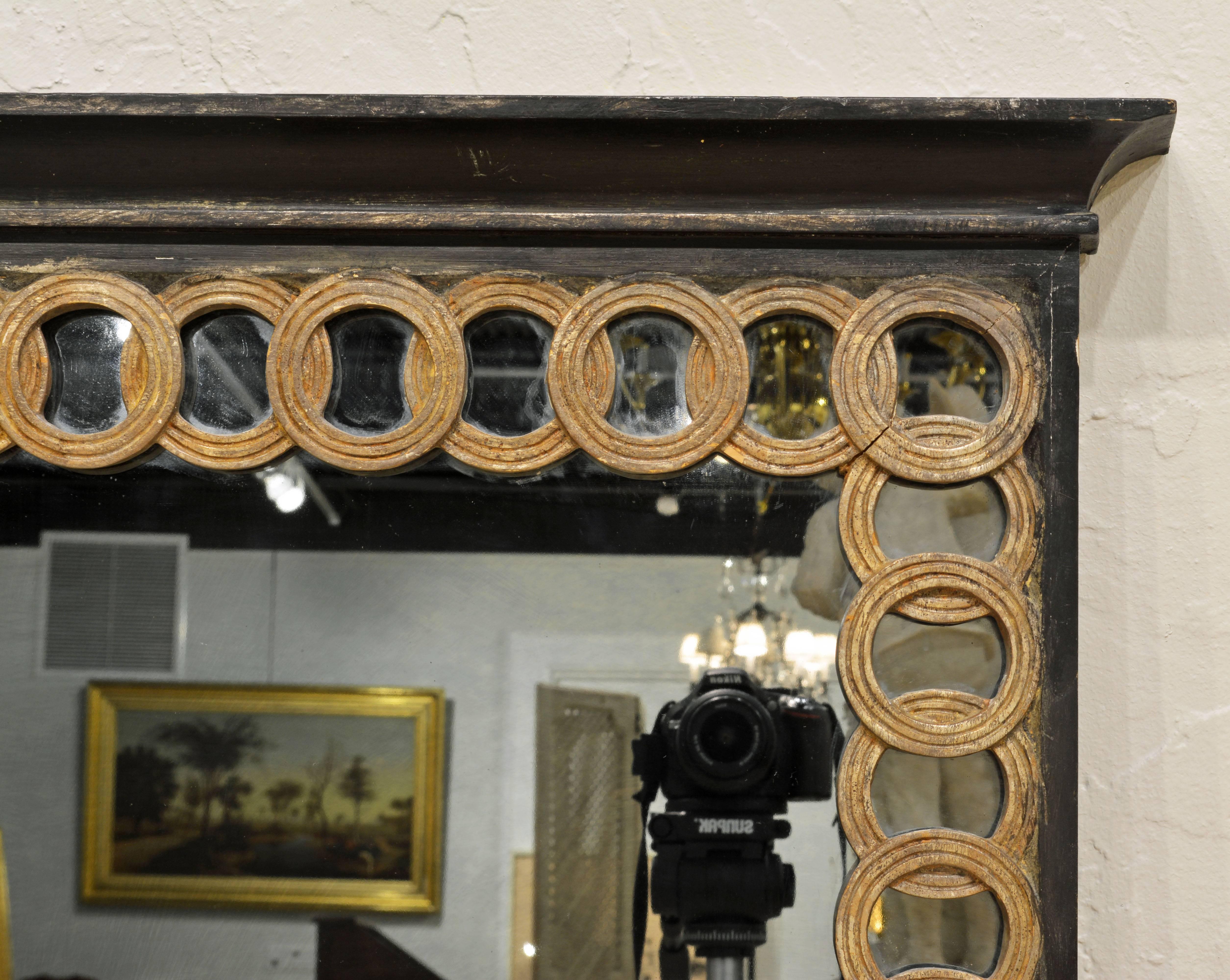 Italian Mid-20th Century Neoclassical Style Paint & Parcel-Gilt Mirror, Palladio, Italy