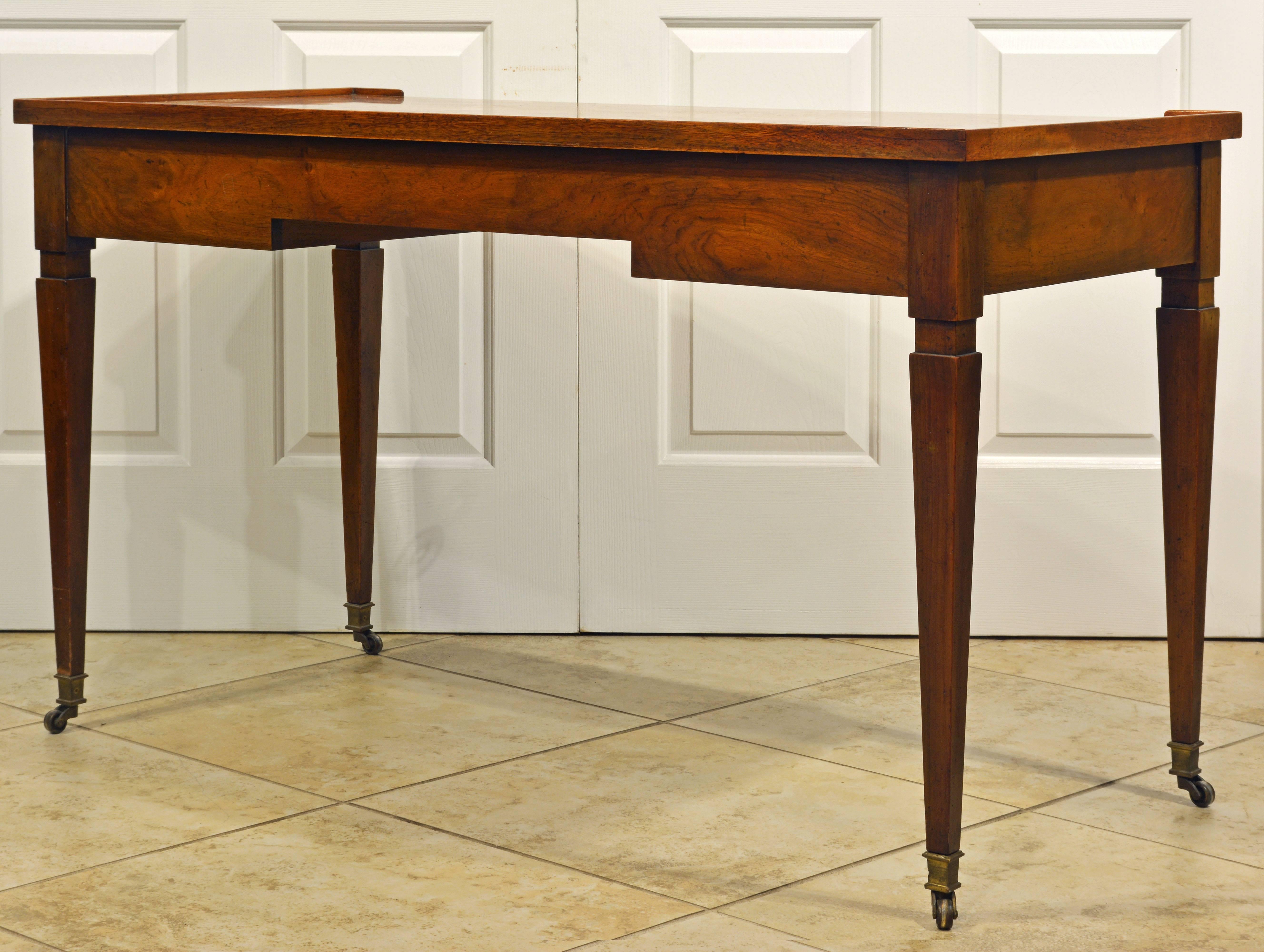 American Noble Directoire Style Figured & Bookmatched Walnut Writing Table/Desk by Baker