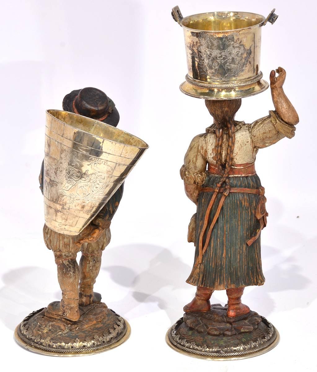 18th Century Rare Pair of Late 18th-Early 19th Century Italian Carved and Painted Figures