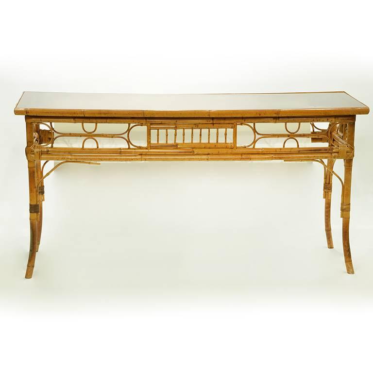 Vintage English Bamboo Sofa / Console Table at 1stDibs