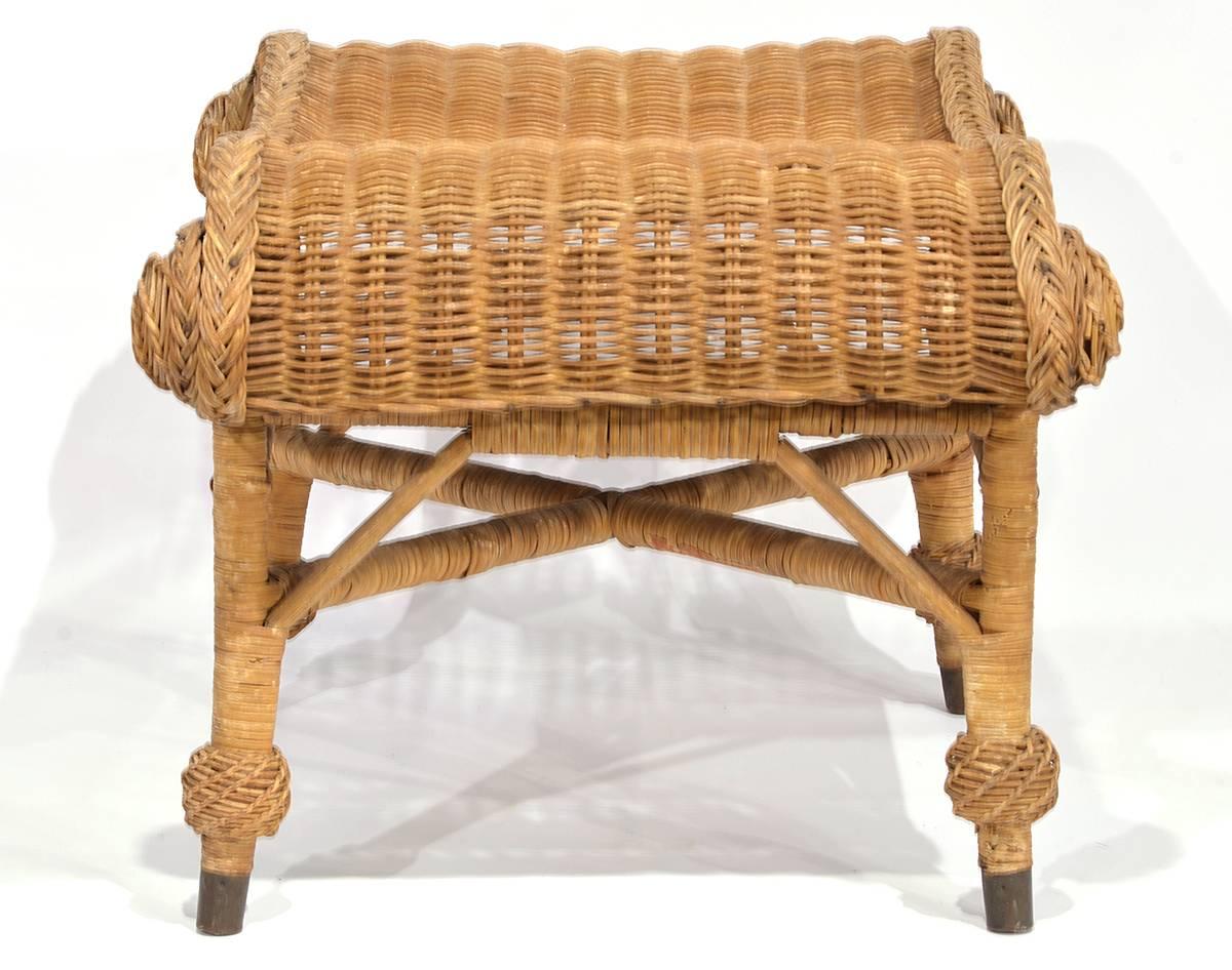 Late 19th Century, American Victorian Wicker Bench In Good Condition In Ft. Lauderdale, FL