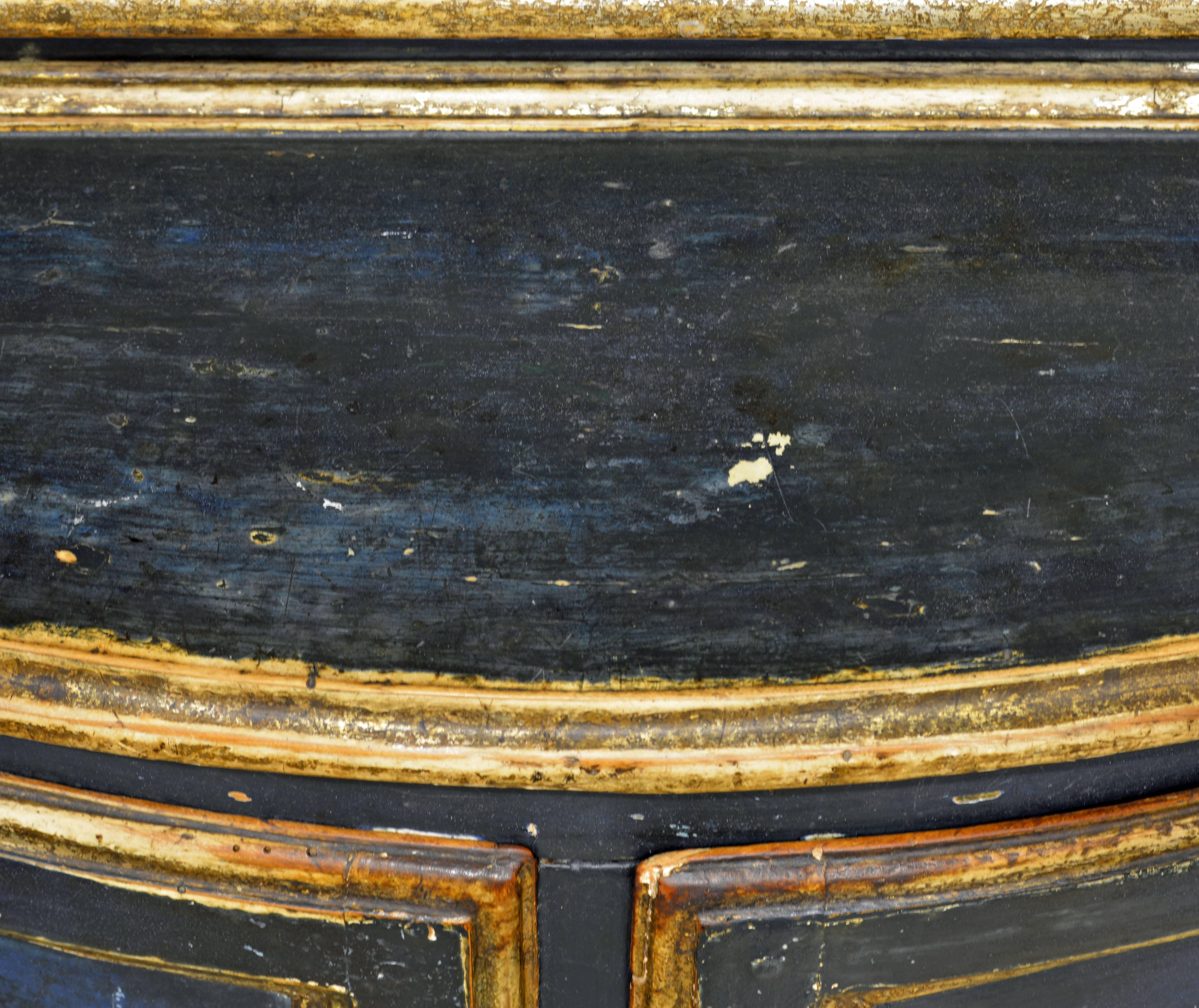 Charming 18th Century Italian Late Baroque Paint & Gilt Mesh Door Corner Cabinet 3