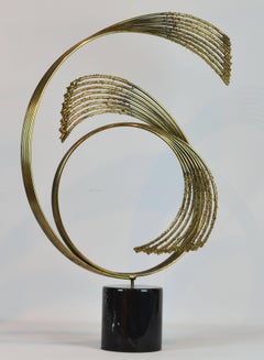 Stunning Midcentury Abstract Swirling Brass Sculpture Signed by Curtis Jere