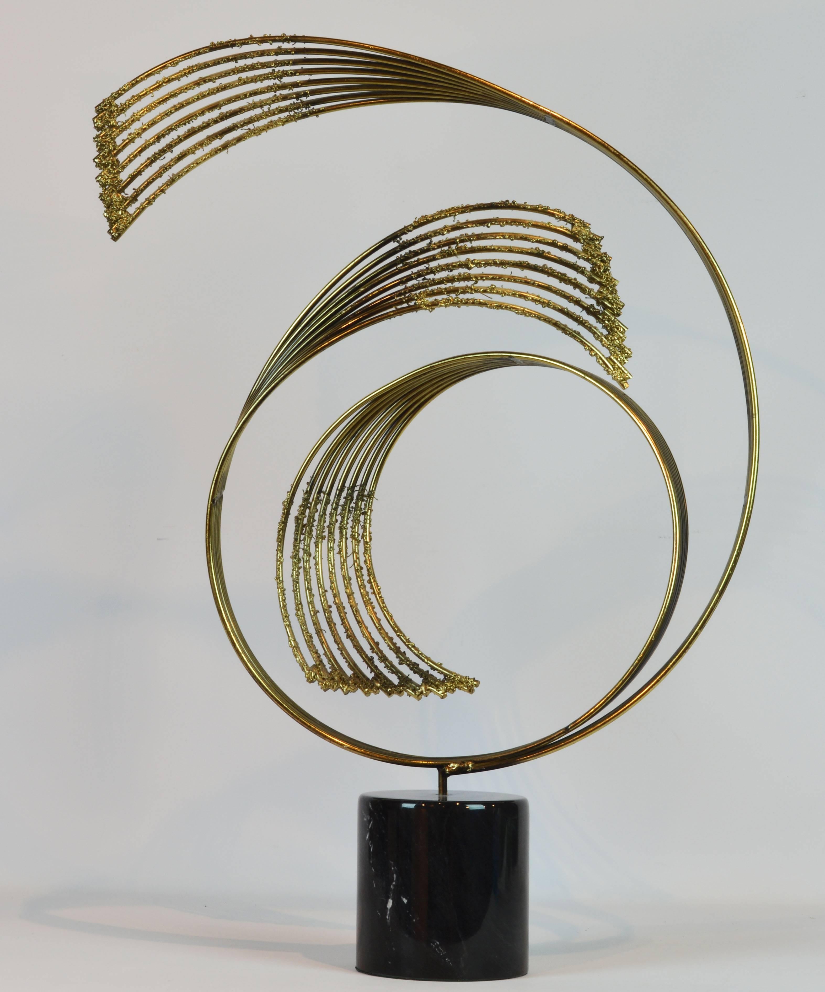 Mid-Century Modern Stunning Midcentury Abstract Swirling Brass Sculpture Signed by Curtis Jere