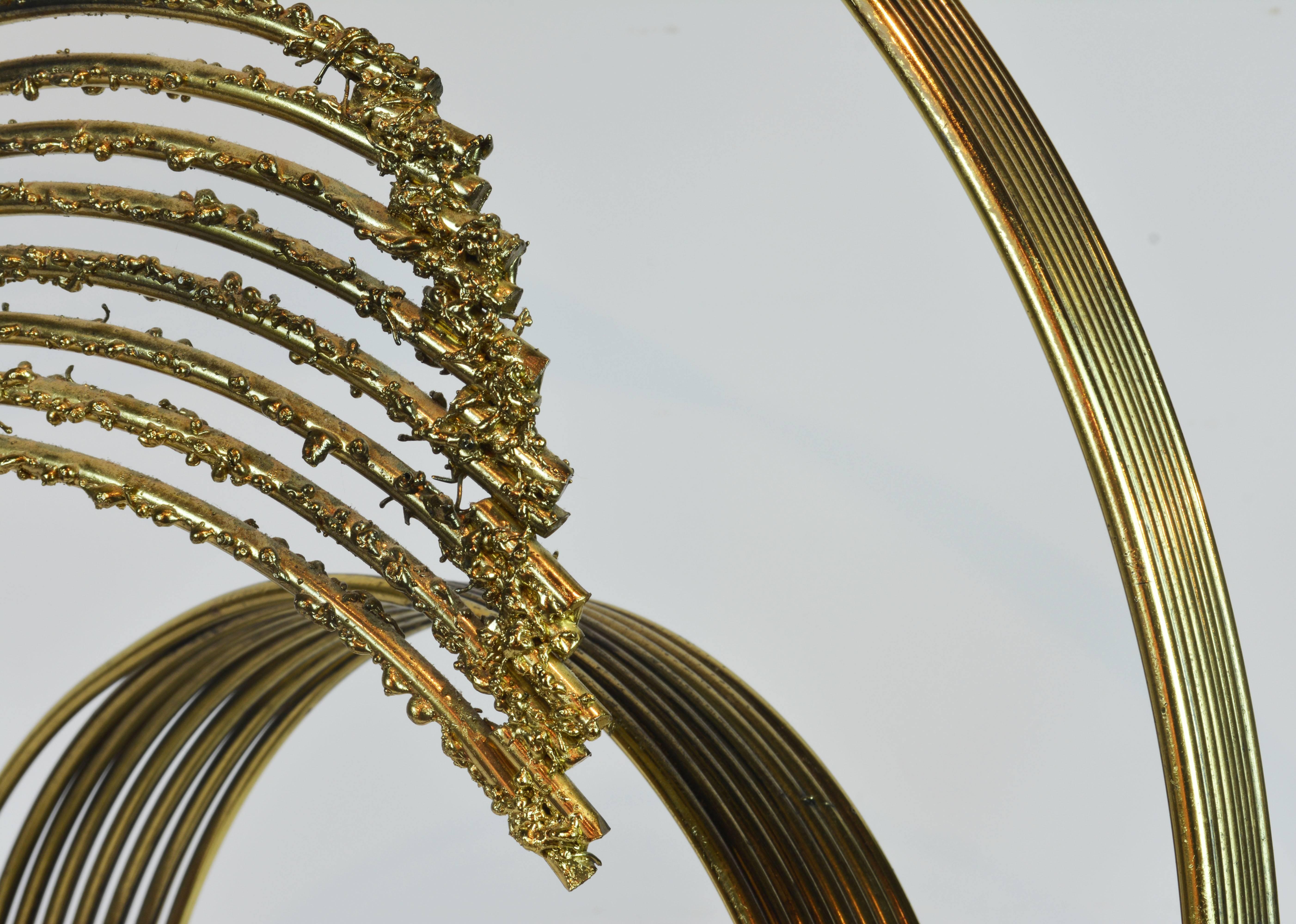 Stunning Midcentury Abstract Swirling Brass Sculpture Signed by Curtis Jere In Good Condition In Ft. Lauderdale, FL