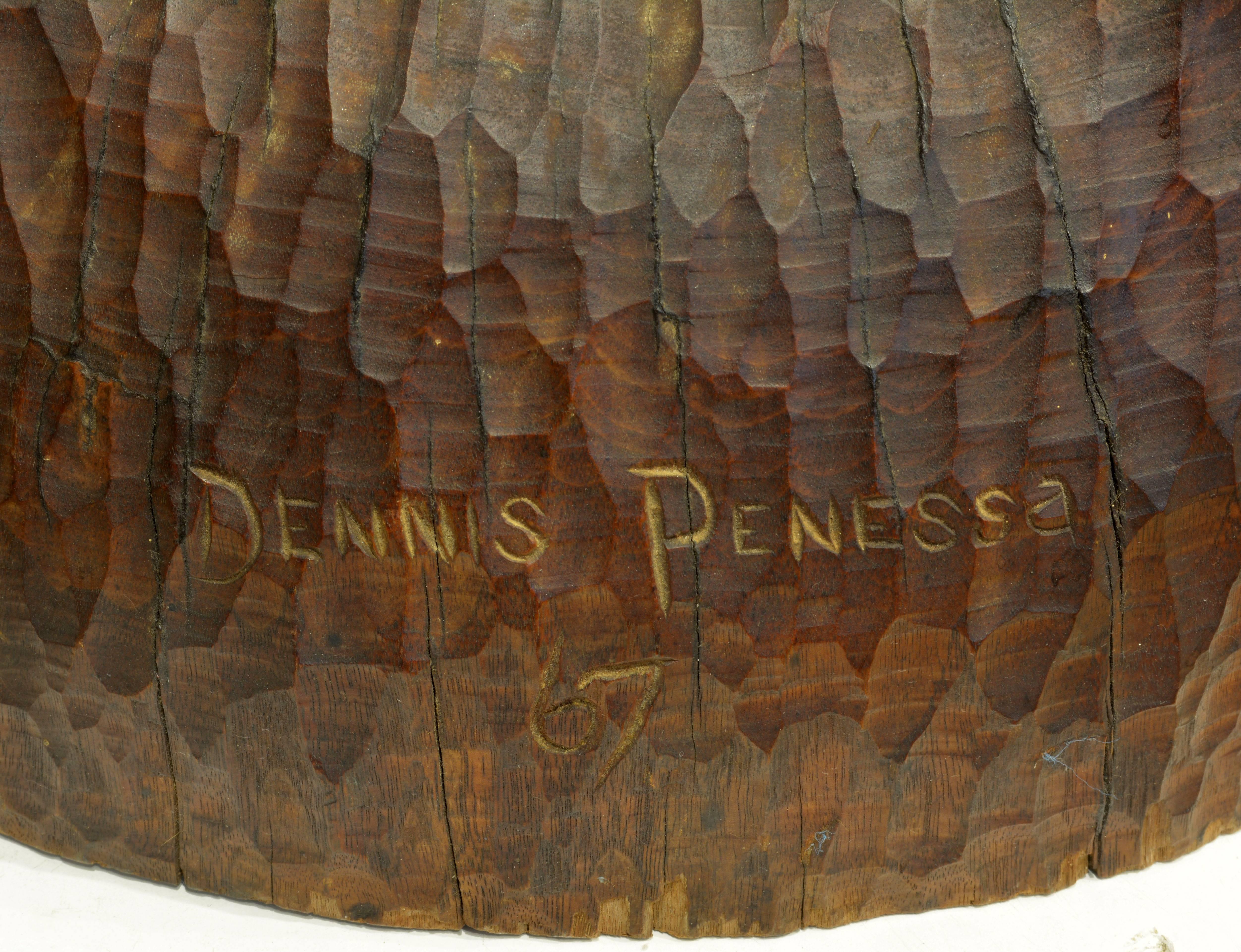 Expressive Lifesize Hardwood Statue of Male Nude by Dennis Penessa 2