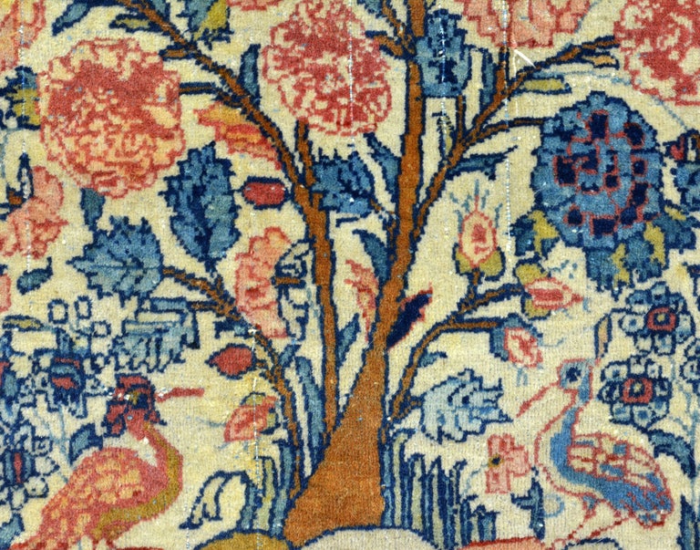 Dyed Rare Pair of Antique Lavar Kerman Persian 'Tree of Life' Prayer Carpets