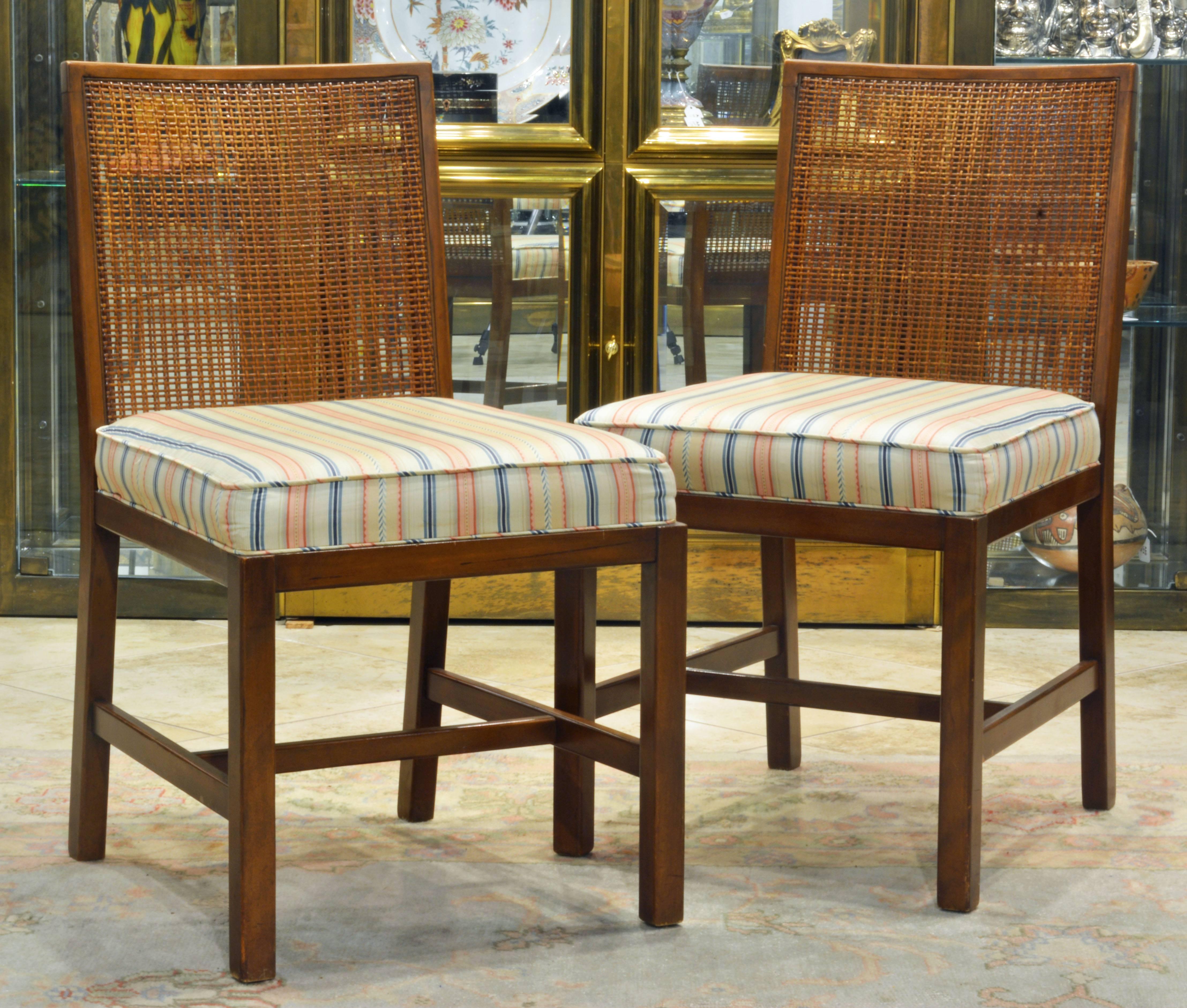 Mid-Century Modern Set of Four Scandinavian Style Cane Back Dining Chairs Manner of Michael Taylor