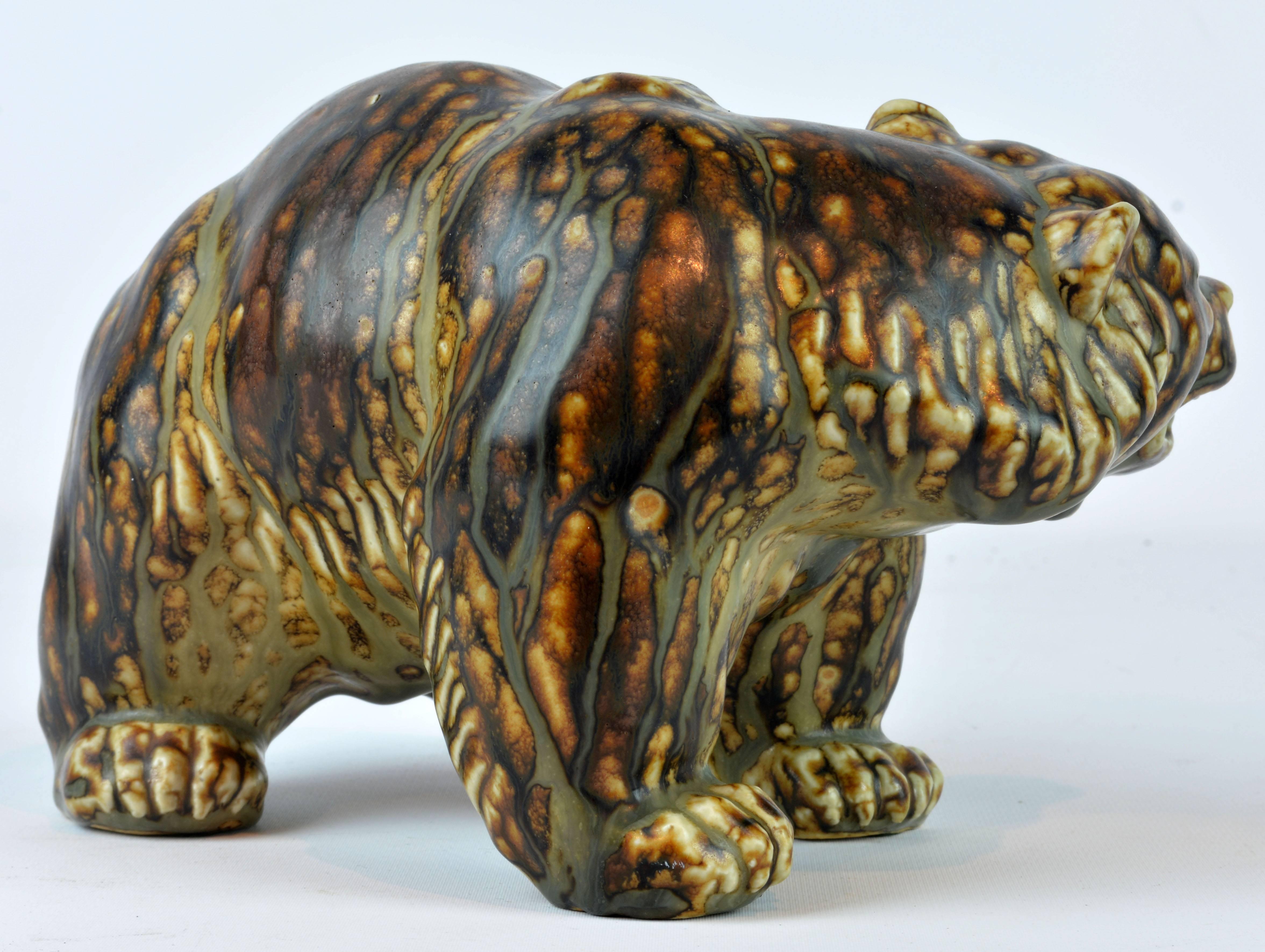 Mid-Century Modern Midcentury Royal Copenhagen Large Sung Glaze Stoneware Bear by Knud Kyhn