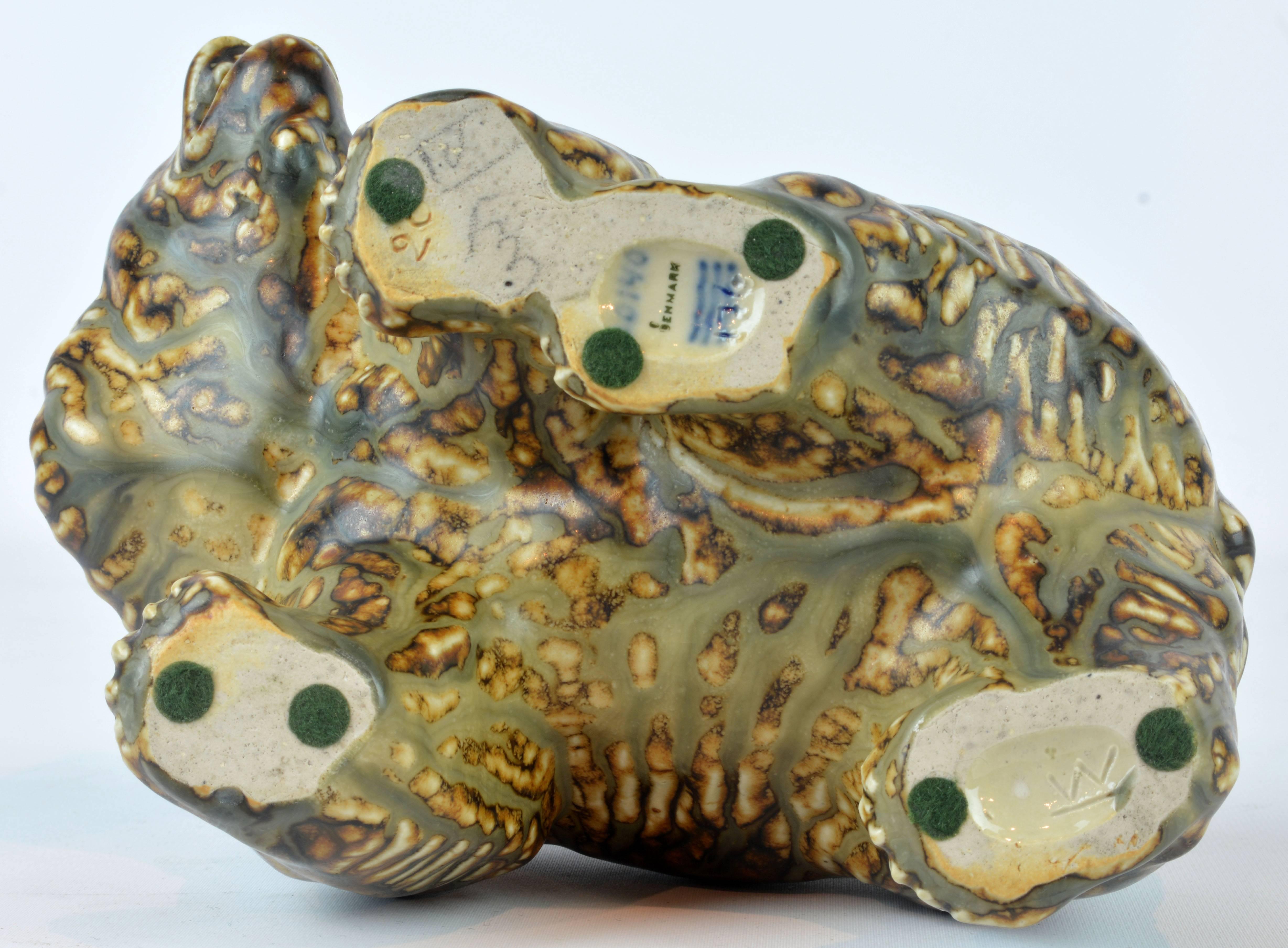 Glazed Midcentury Royal Copenhagen Large Sung Glaze Stoneware Bear by Knud Kyhn