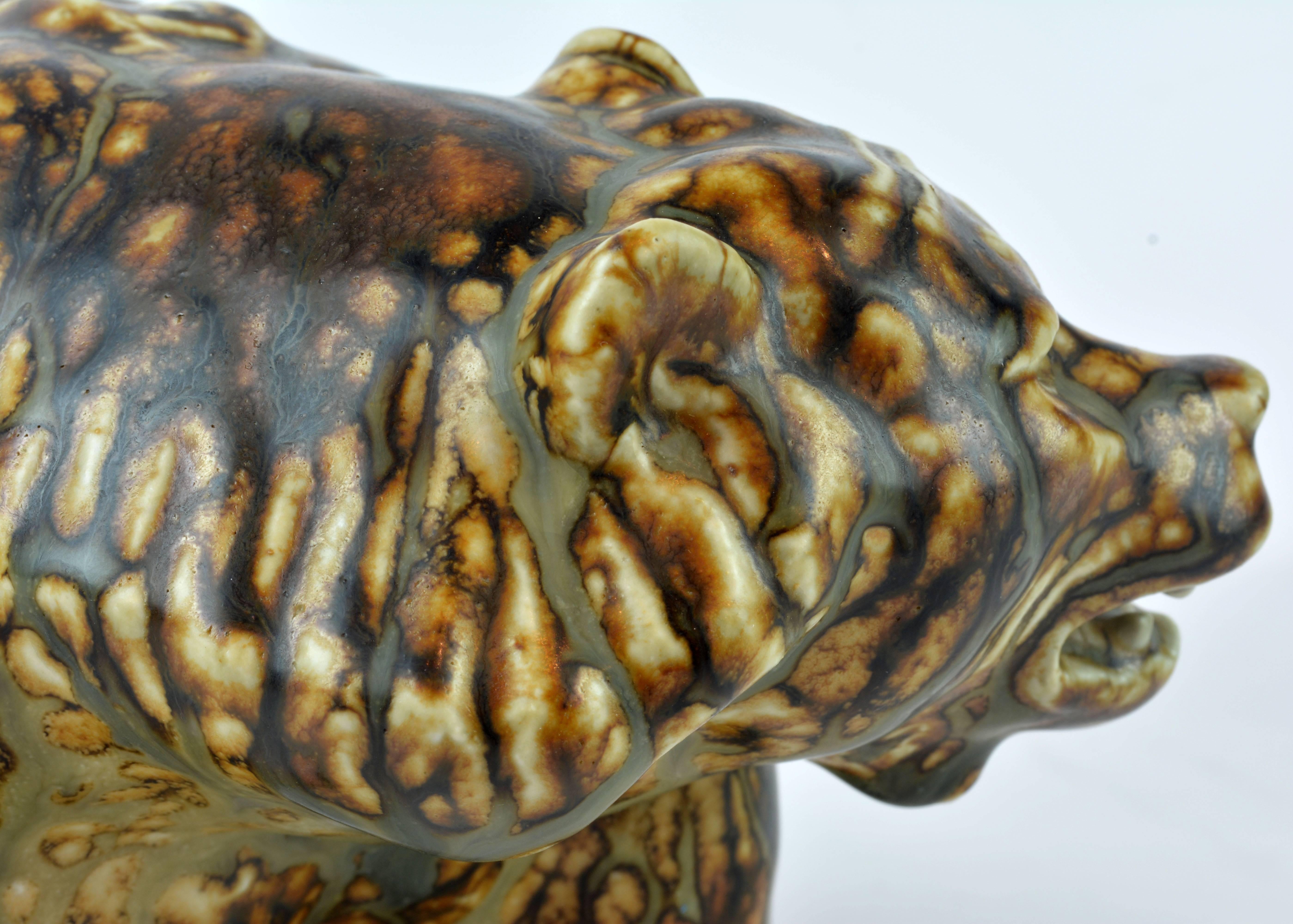 Midcentury Royal Copenhagen Large Sung Glaze Stoneware Bear by Knud Kyhn 1