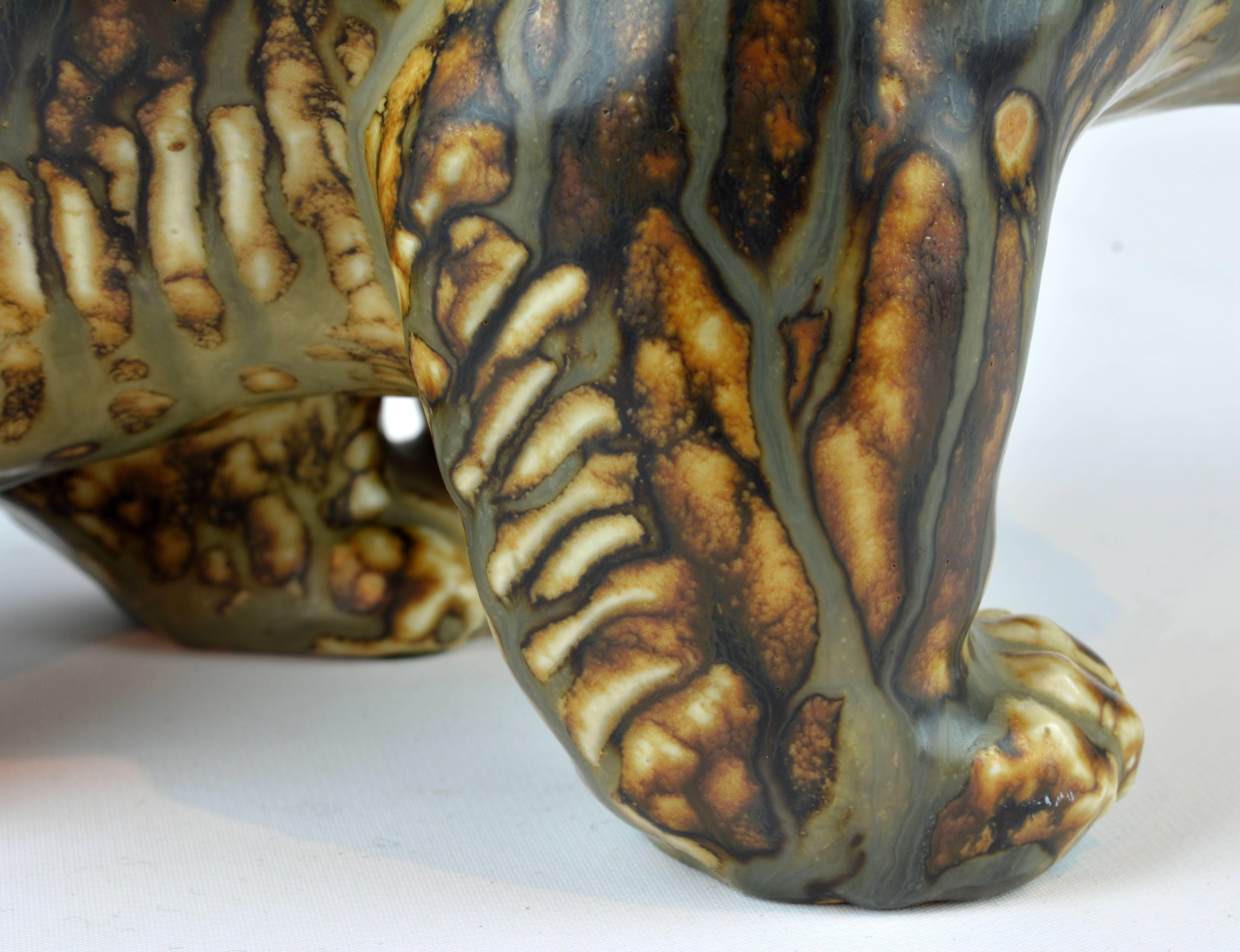 Midcentury Royal Copenhagen Large Sung Glaze Stoneware Bear by Knud Kyhn 2